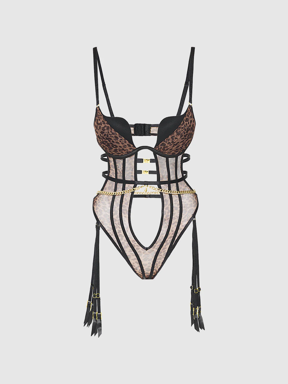 Alanza Swirl Plunge Push Up & Strappy Teddy - Image 5