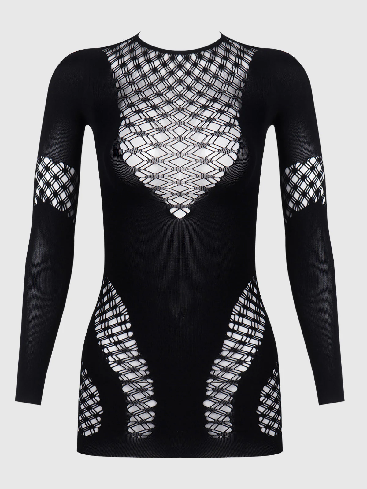 Bodycon Mini Skirt Long Sleeve Bodystocking Dress - Image 6