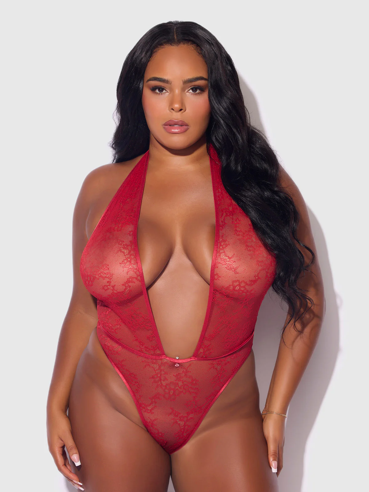 Chiara Crotchless Halter Lace Teddy - Image 6