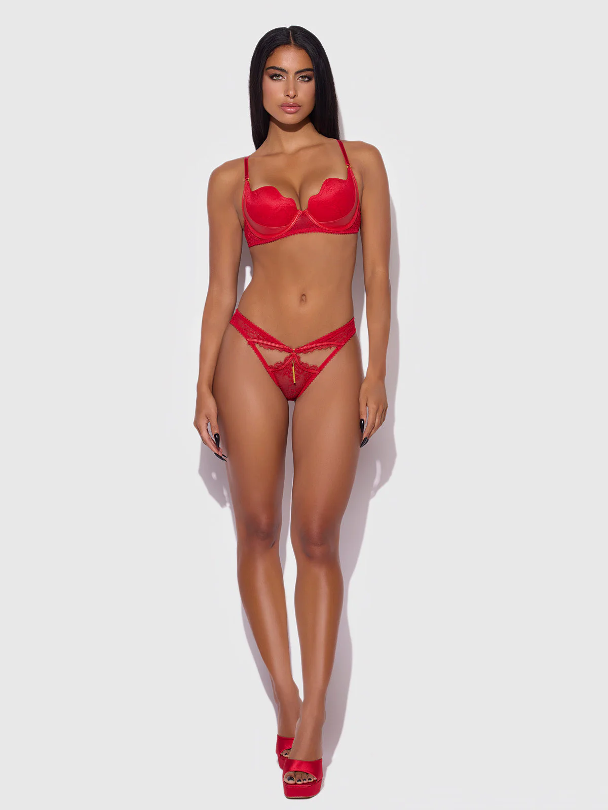 Chiara Lace & Faux Leather Director's Cut Balconette Bra - Image 3