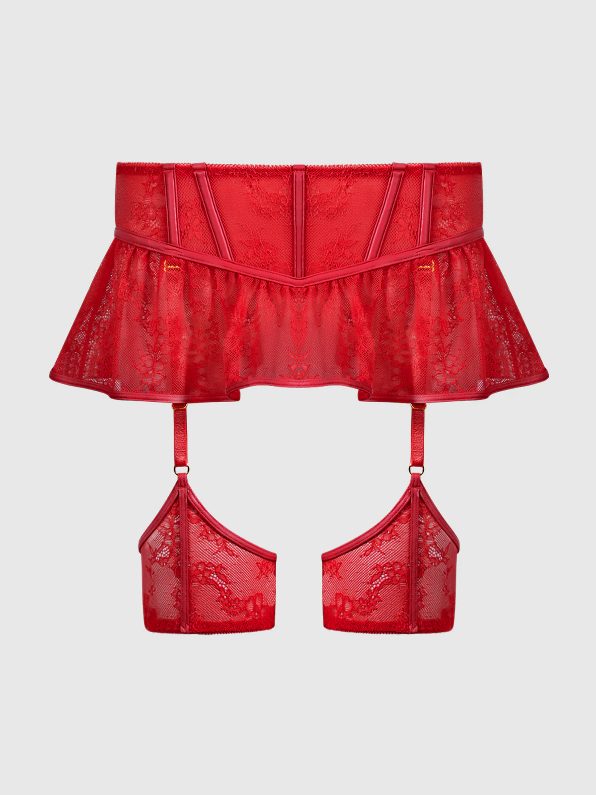 Chiara Lace & Faux Leather Skirted & Thigh Gartered Belt - Image 5