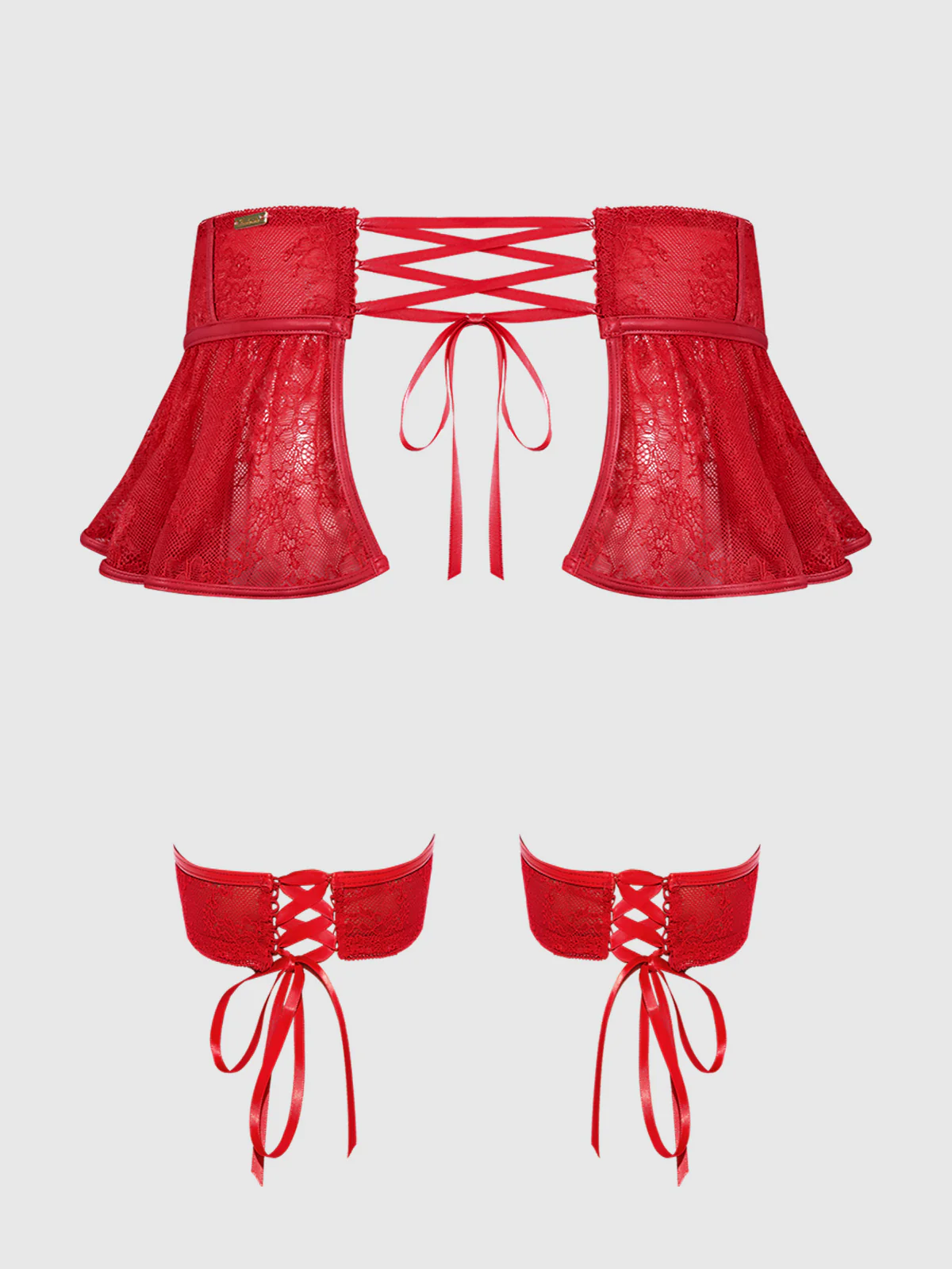 Chiara Lace & Faux Leather Skirted & Thigh Gartered Belt - Image 6