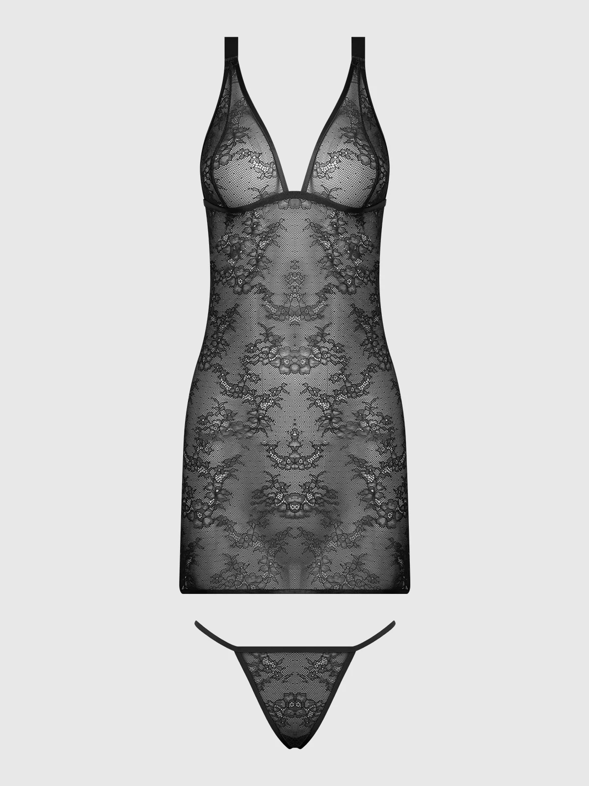 Chiara Lace & Strappy Open Back Chemise - Image 9