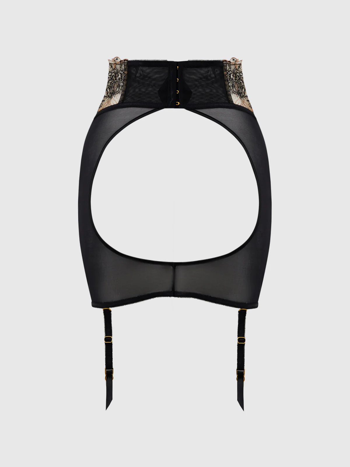 Delfina Embroidered Backless Half Skirt With Garters - Image 11