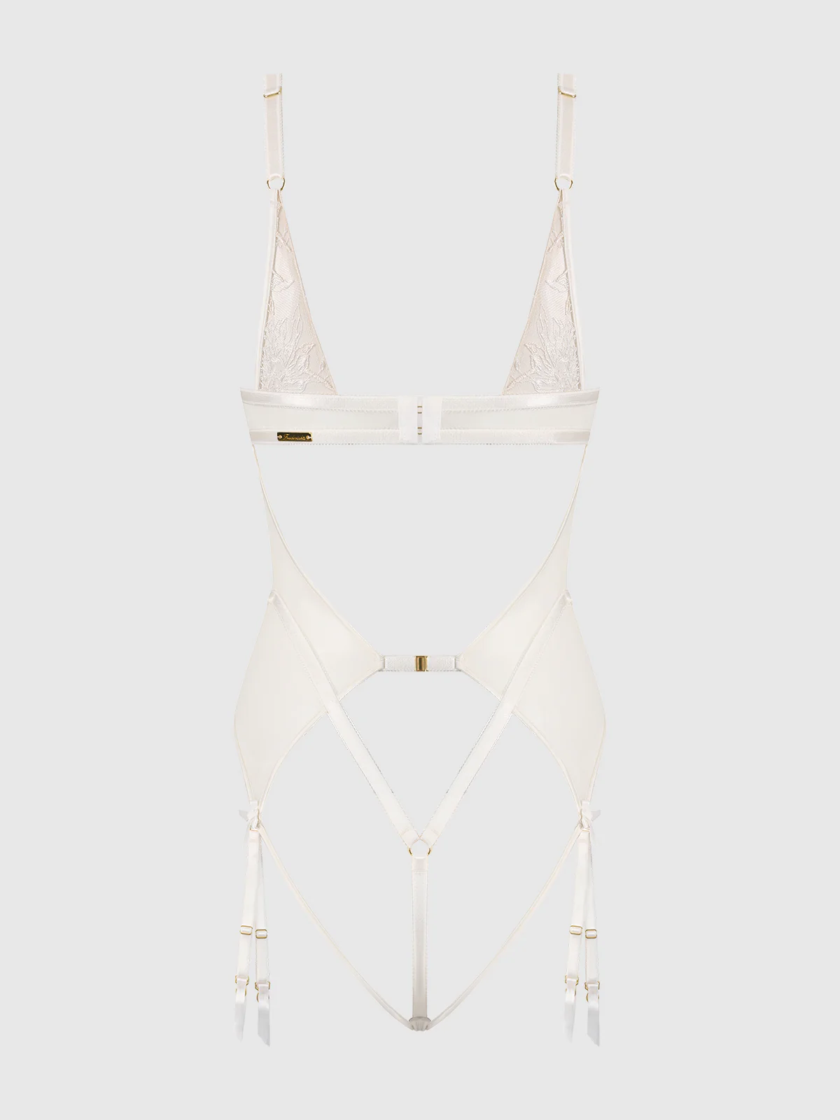 Delfina Embroidered Backless Teddy With Garters - Image 9