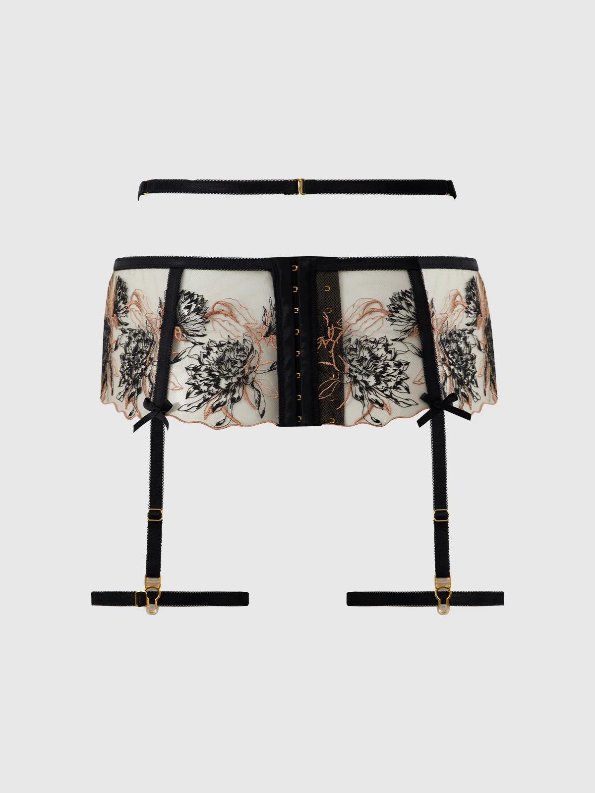 Delfina Embroidered Garter Belt With Thigh Garters - Image 14