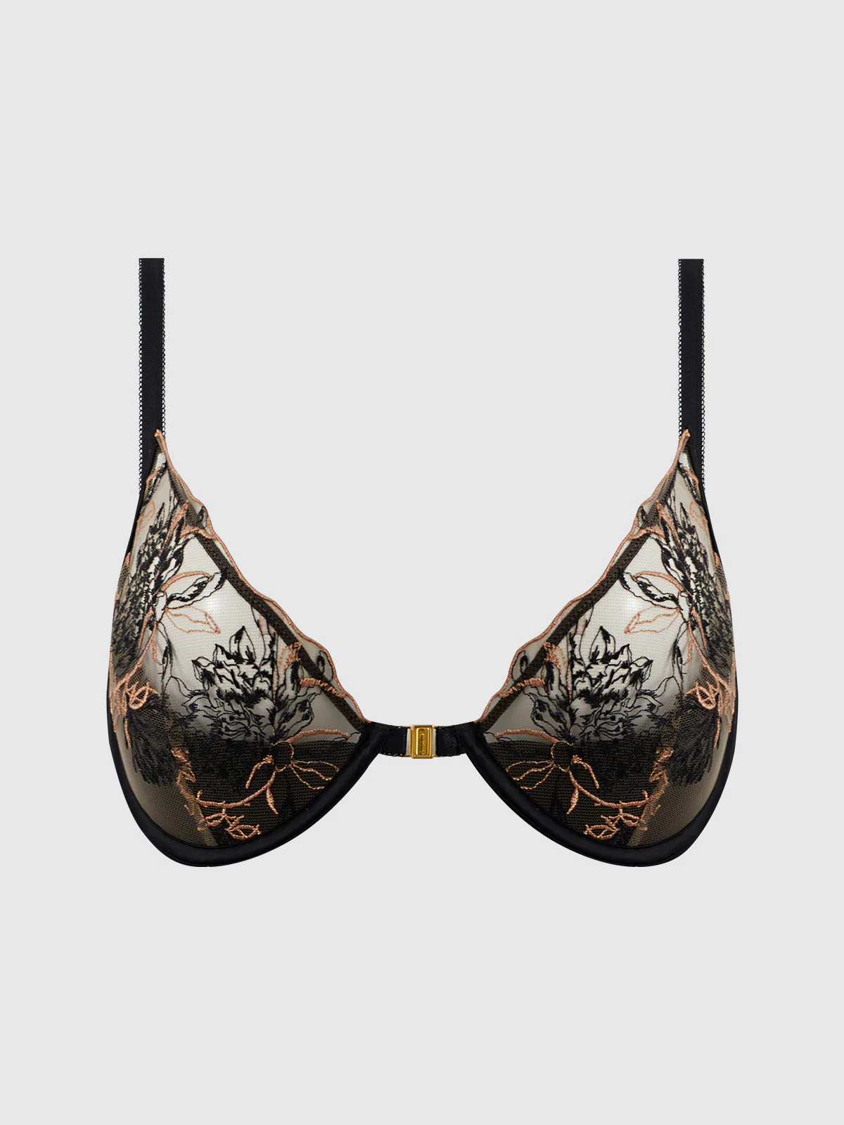 Delfina Embroidered Push Up Half Cup Bra With Front Clasp - Image 11