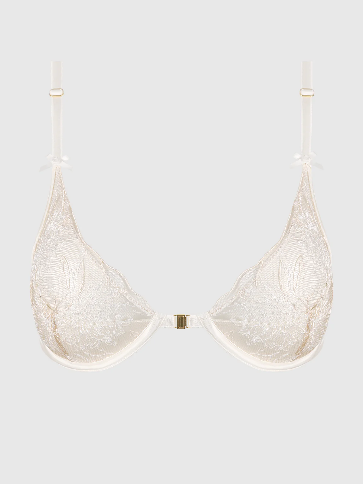 Delfina Embroidered Push Up Half Cup Bra With Front Clasp - Image 5