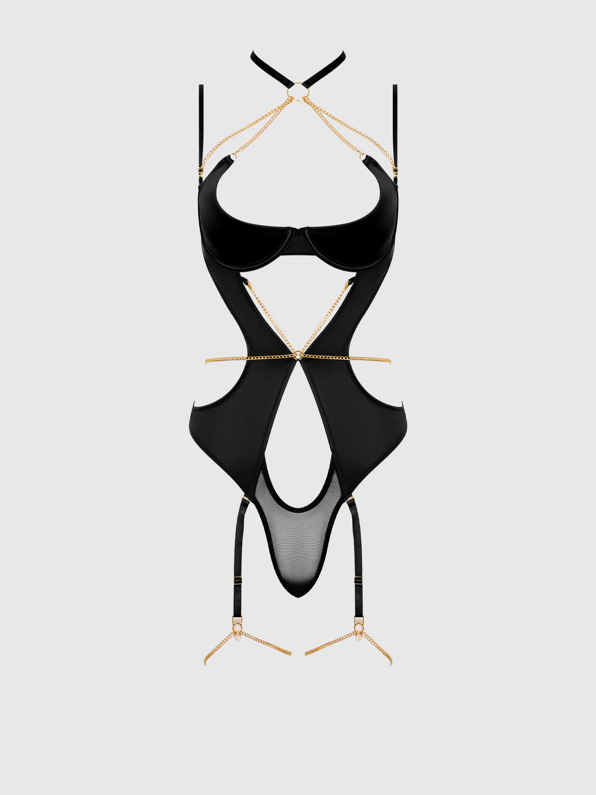 Emery Liquid Satin & Chain Halter Teddy - Image 6