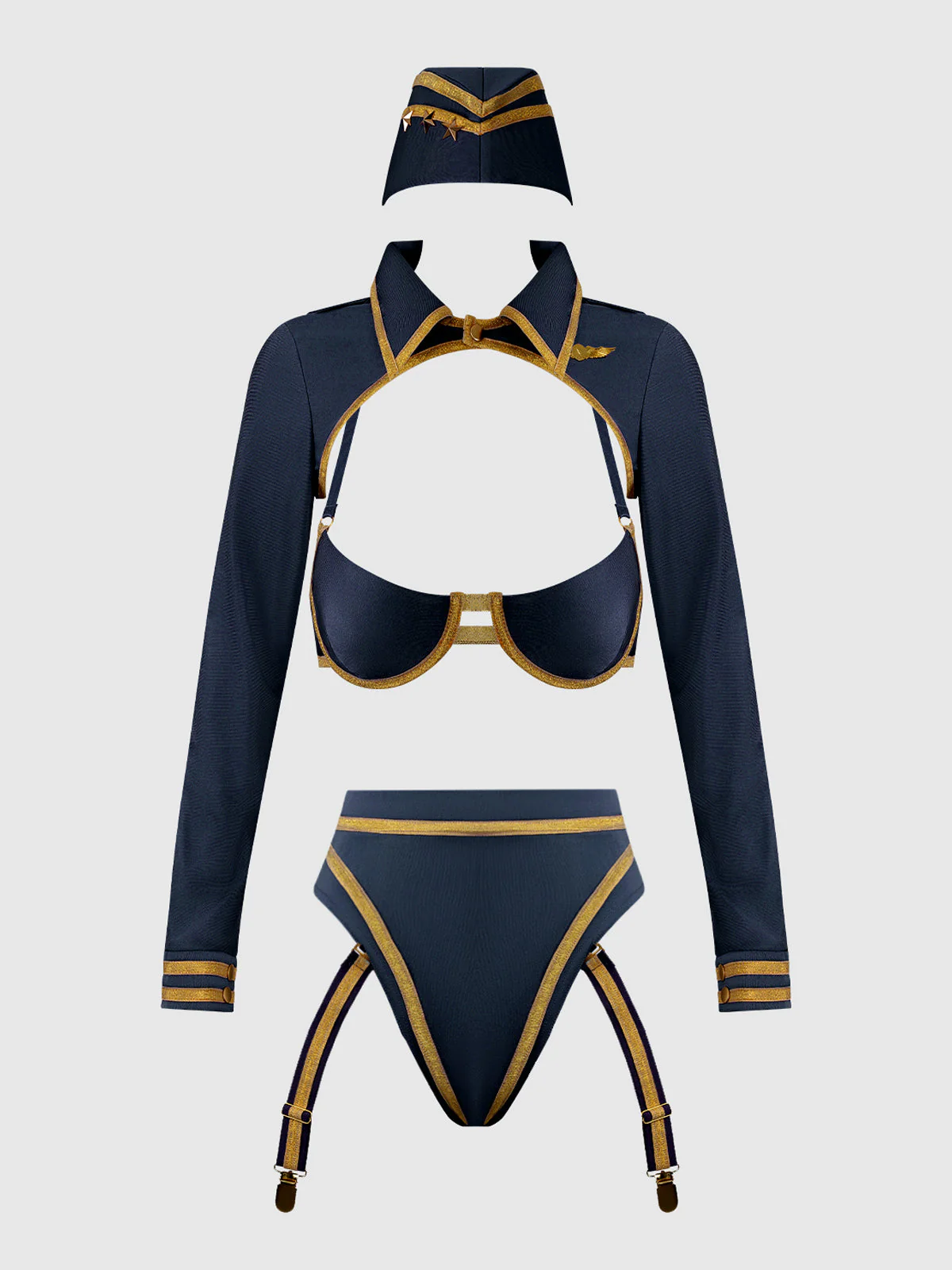 Flying High Pilot Bra Top, Hiwaist Panty & Hat Set - Image 6
