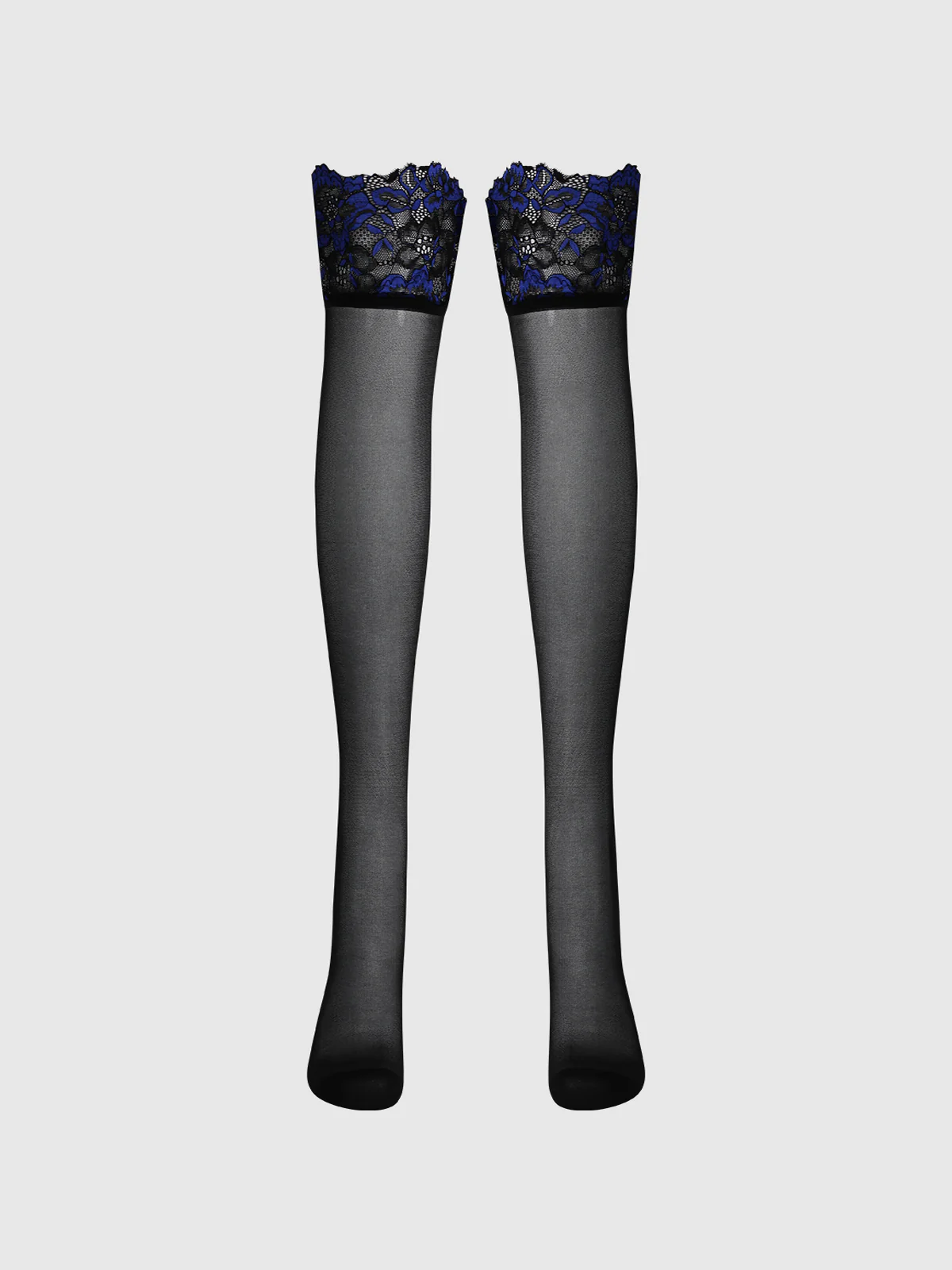 Glossy Cross Dye Lace Top Sheer Stay Up Thigh Highs - Image 5