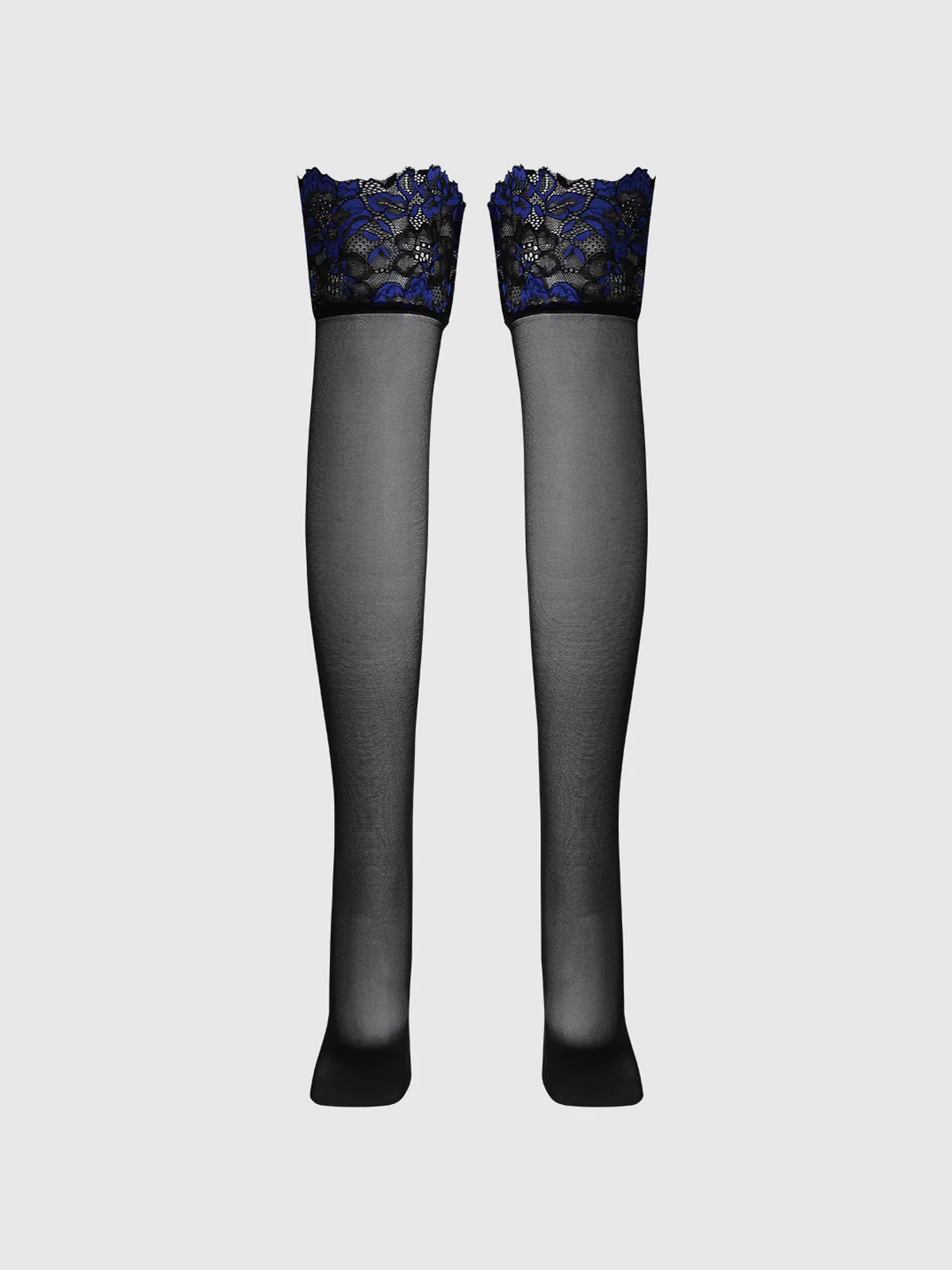 Glossy Cross Dye Lace Top Sheer Stay Up Thigh Highs - Image 6