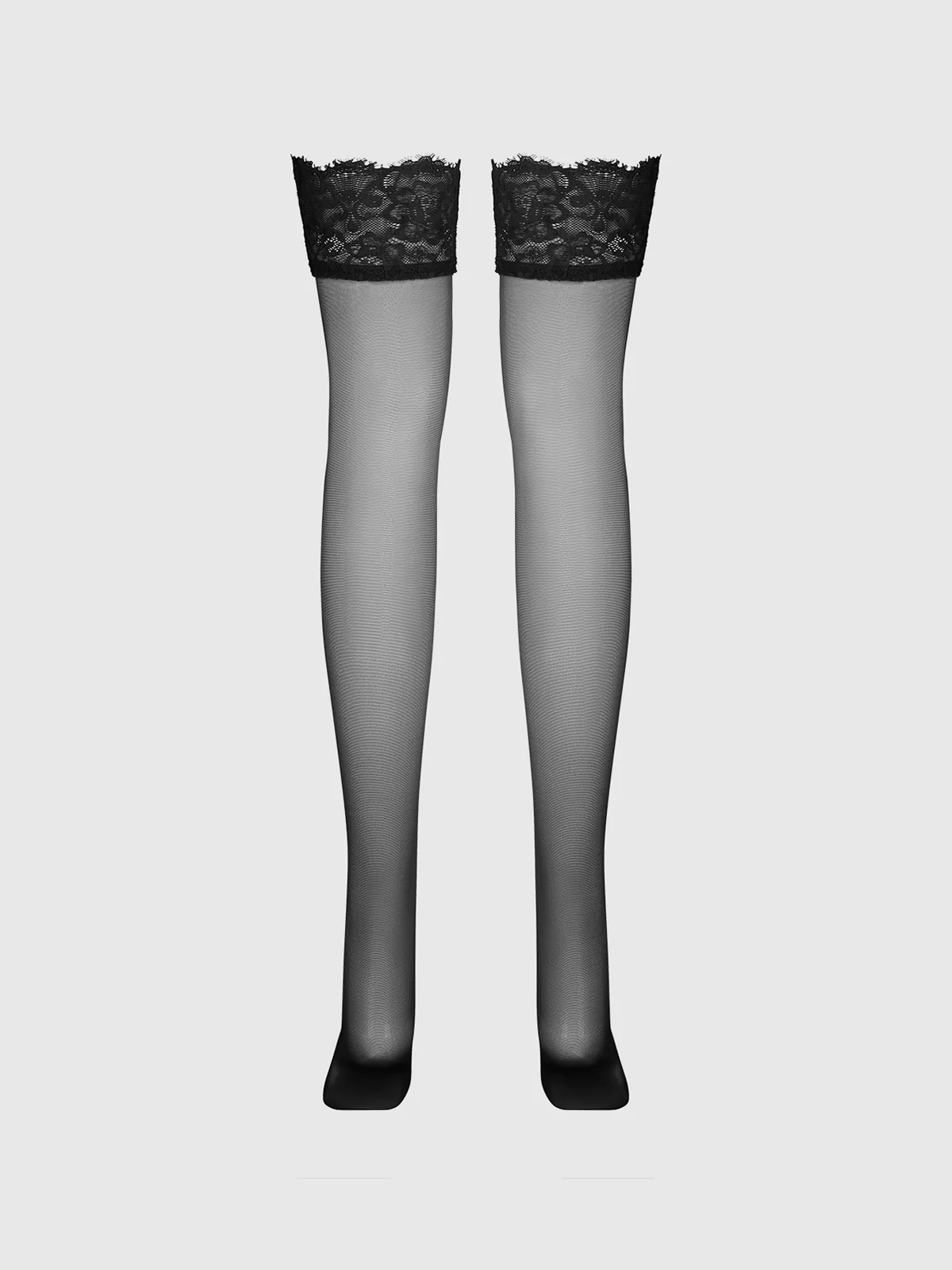 Glossy Sheer Tall Lace Top Thigh Highs - Image 6