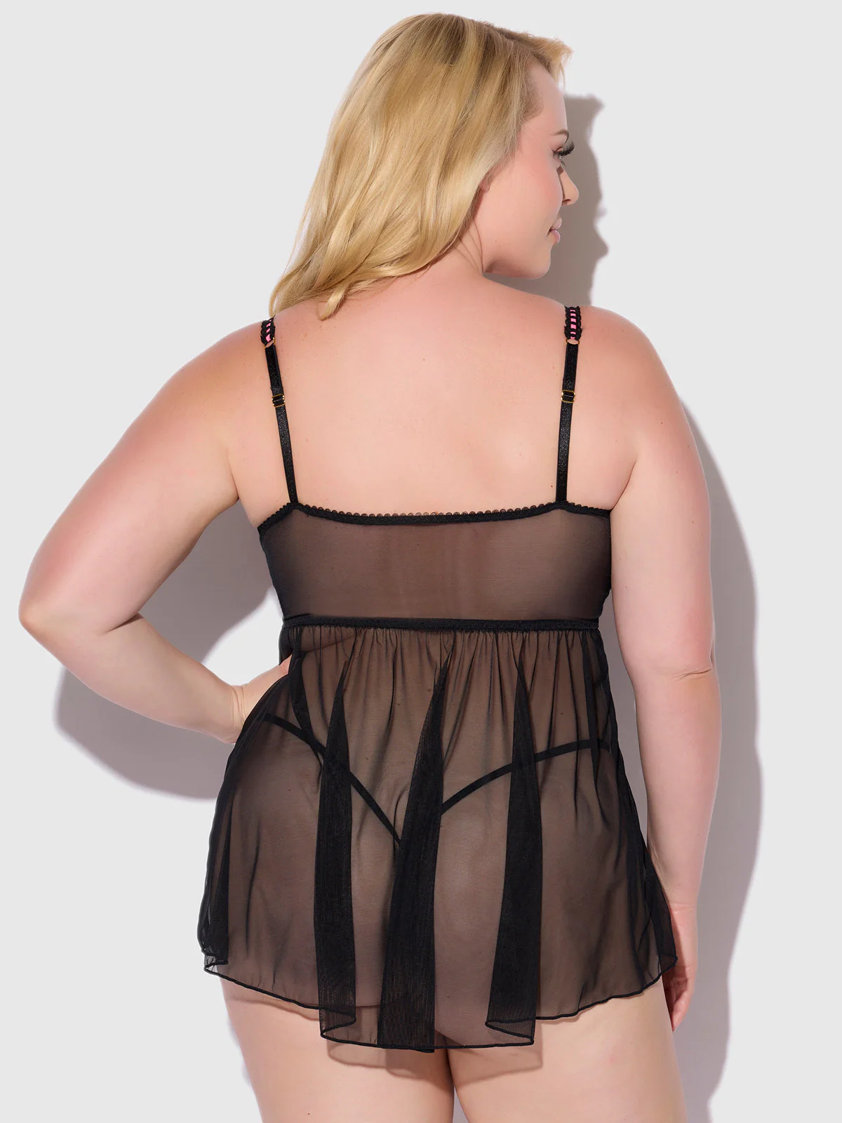 Harlow Embroidered Mesh & Elastic Longline Babydoll - Image 5