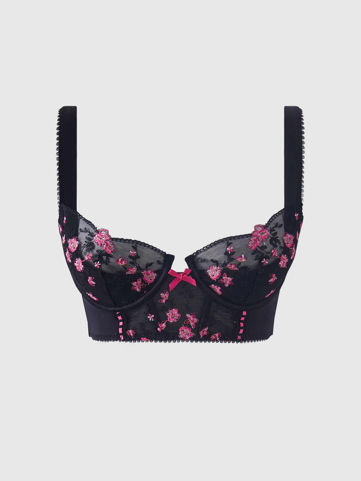 Harlow Embroidered Mesh Push Up Longline Demi Bra - Image 9