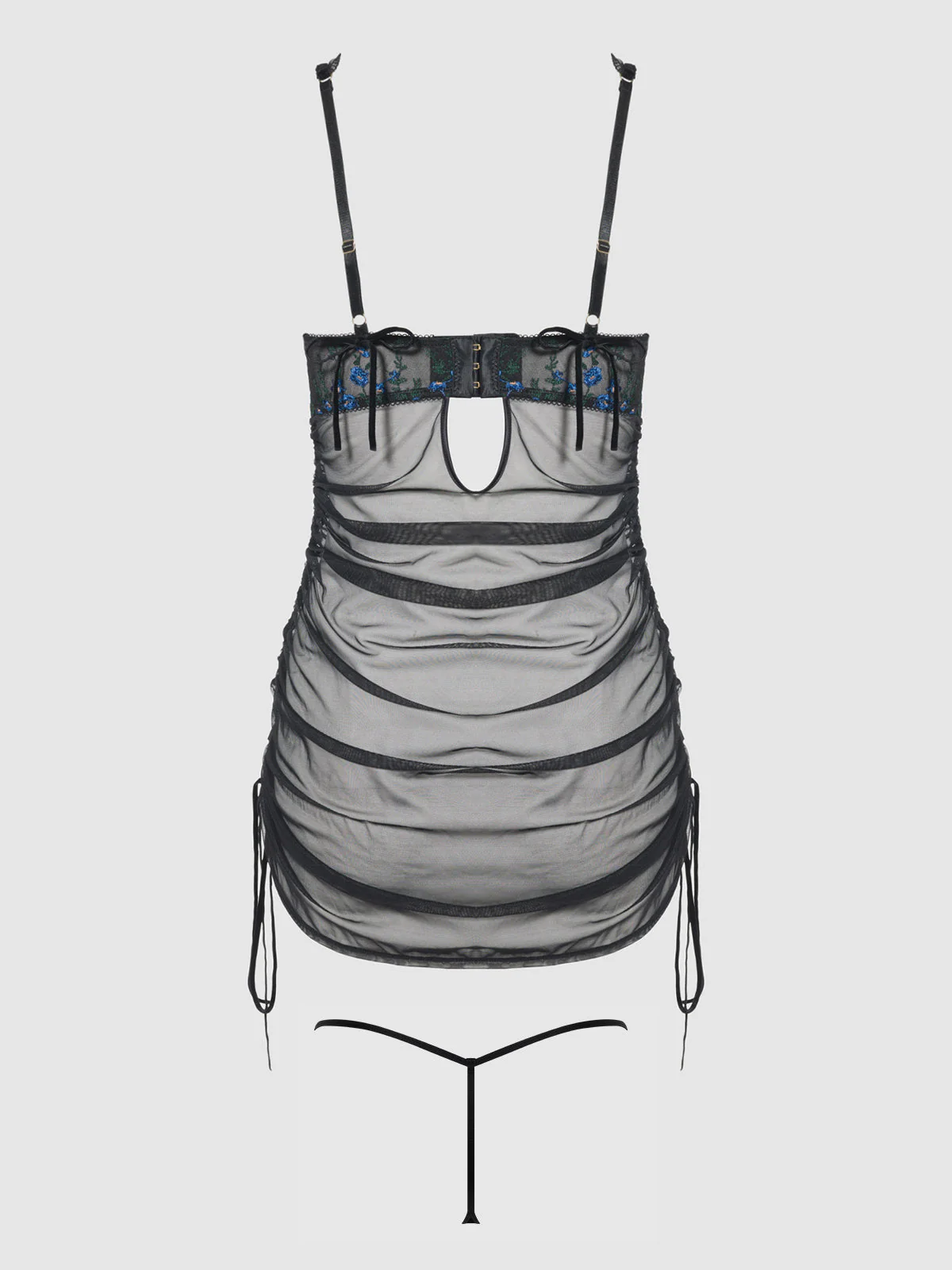 Harlow Embroidered Stretch Mesh Chemise - Image 10