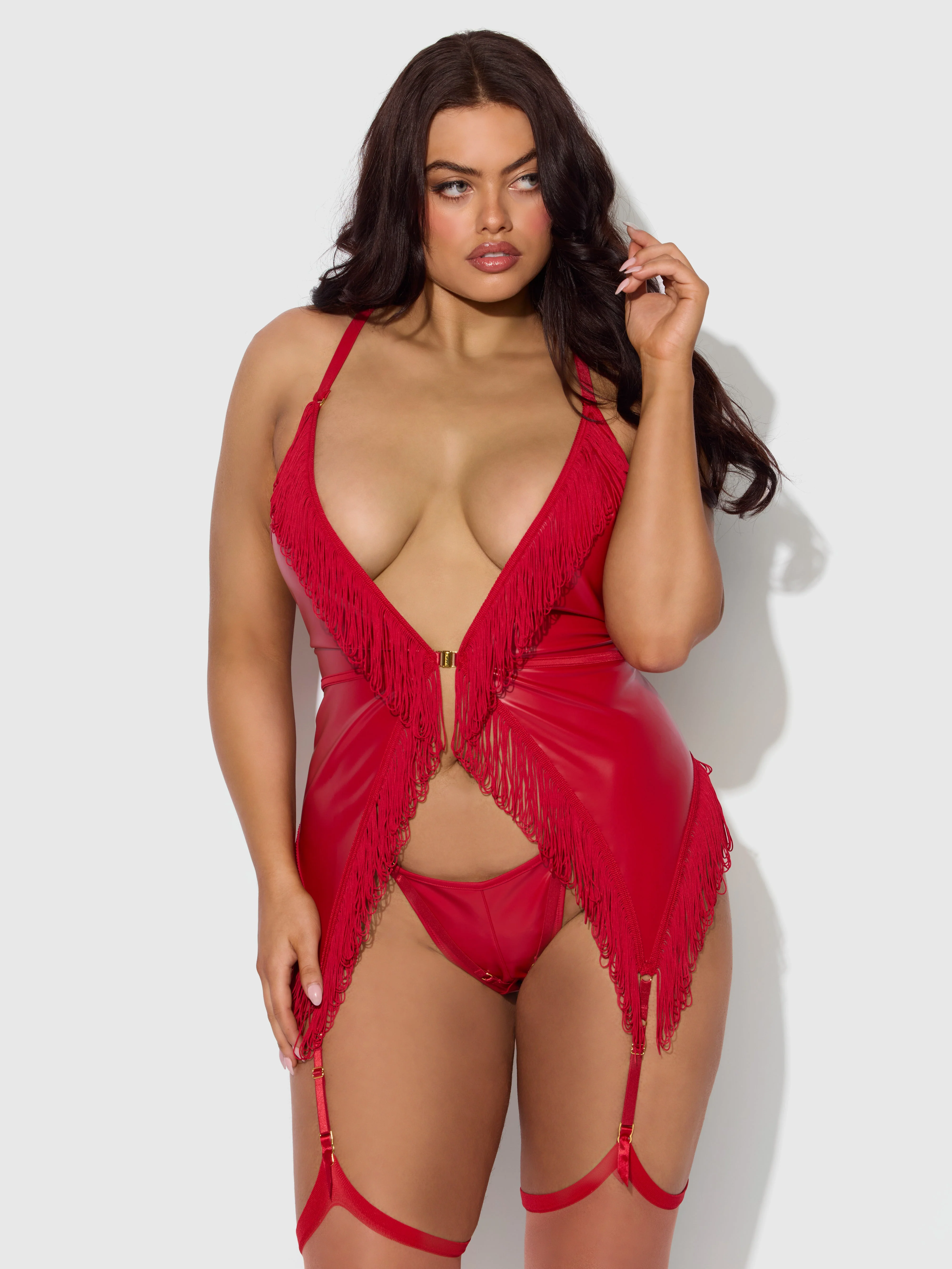 Hendrix Faux Leather & Fringe Chemise - Image 11