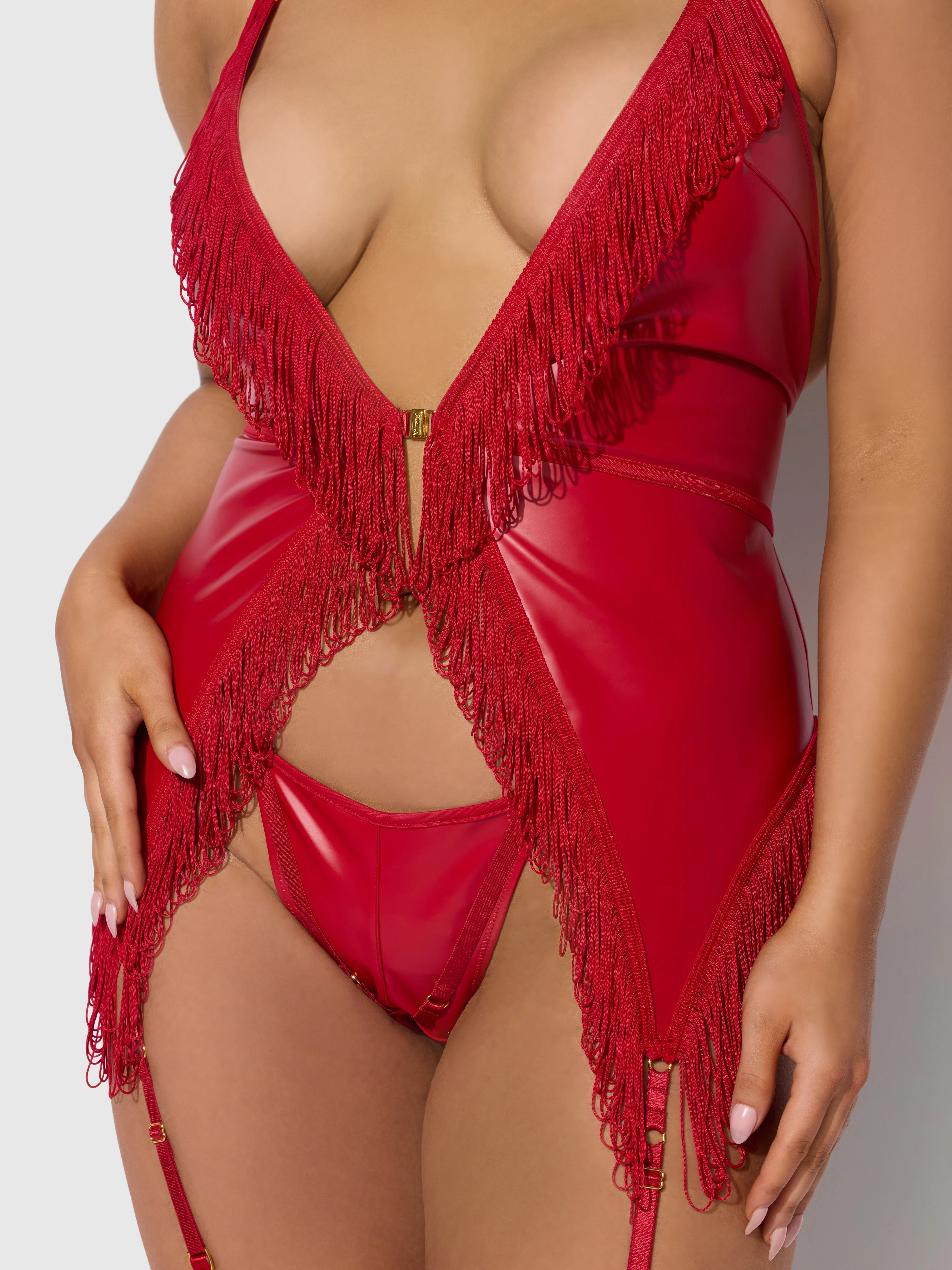 Hendrix Faux Leather & Fringe Chemise - Image 9