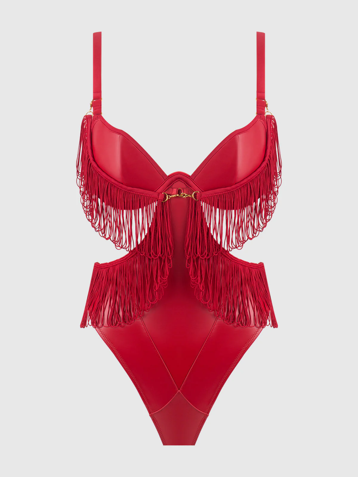 Hendrix Faux Leather & Fringe Crotchless Teddy - Image 10