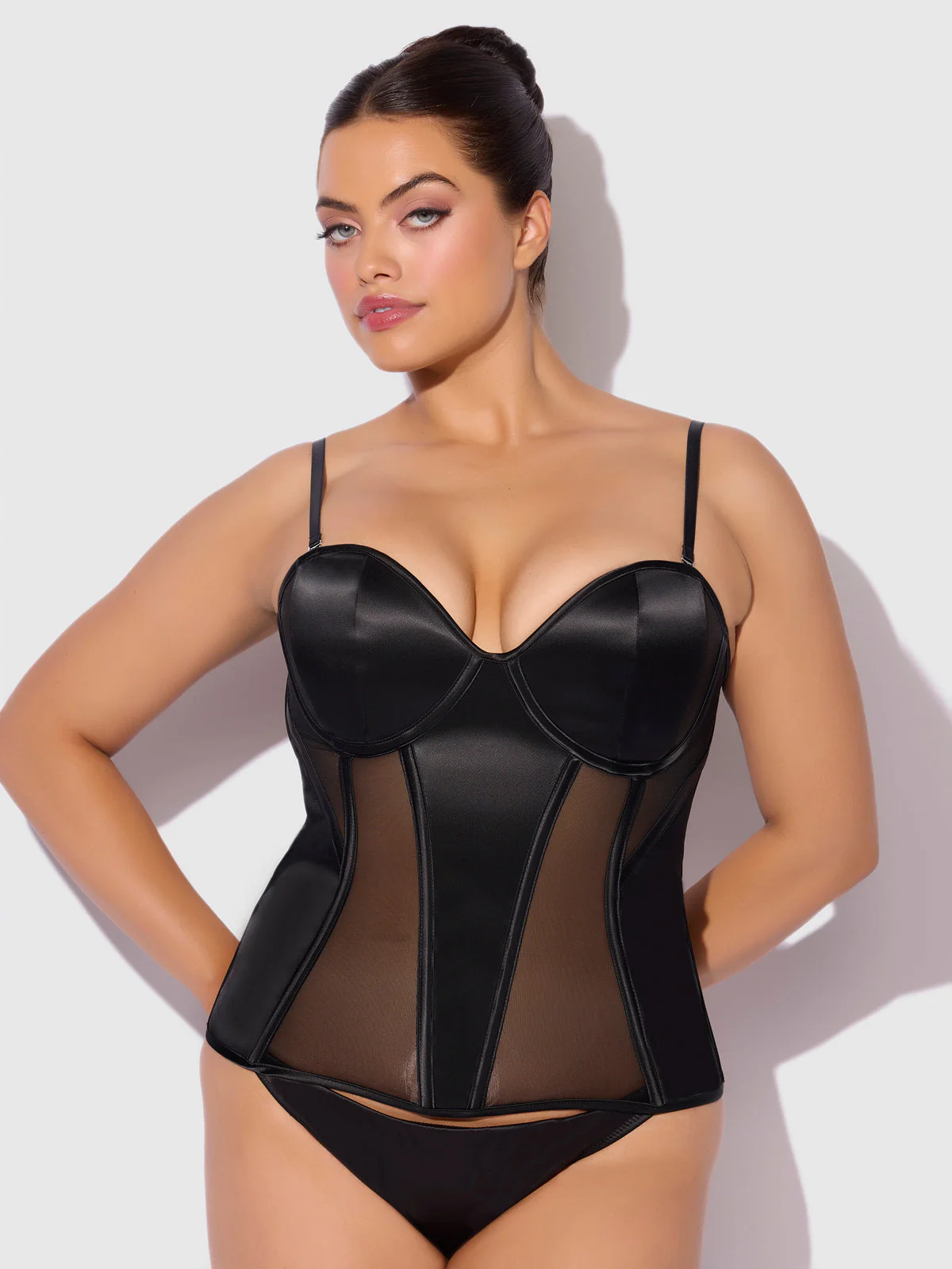 Iconic Plunge Satin & Mesh Corset - Image 7