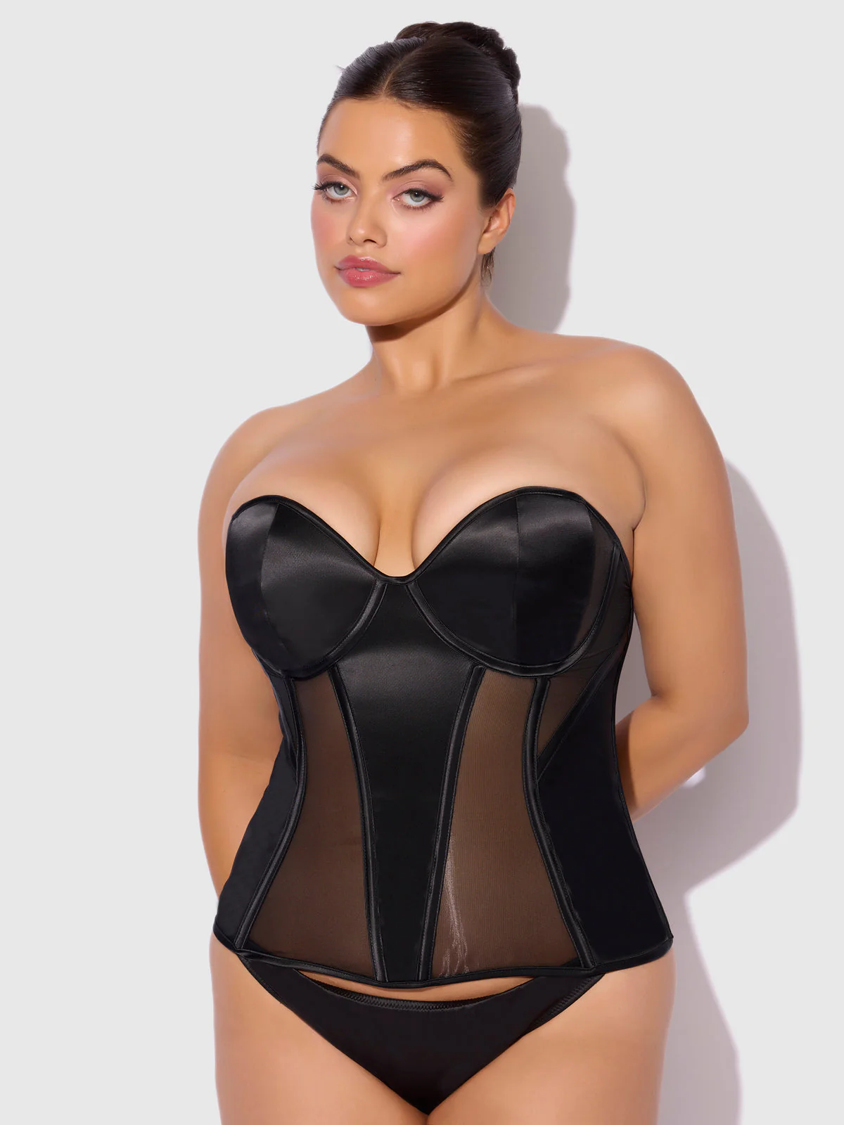 Iconic Plunge Satin & Mesh Corset - Image 9
