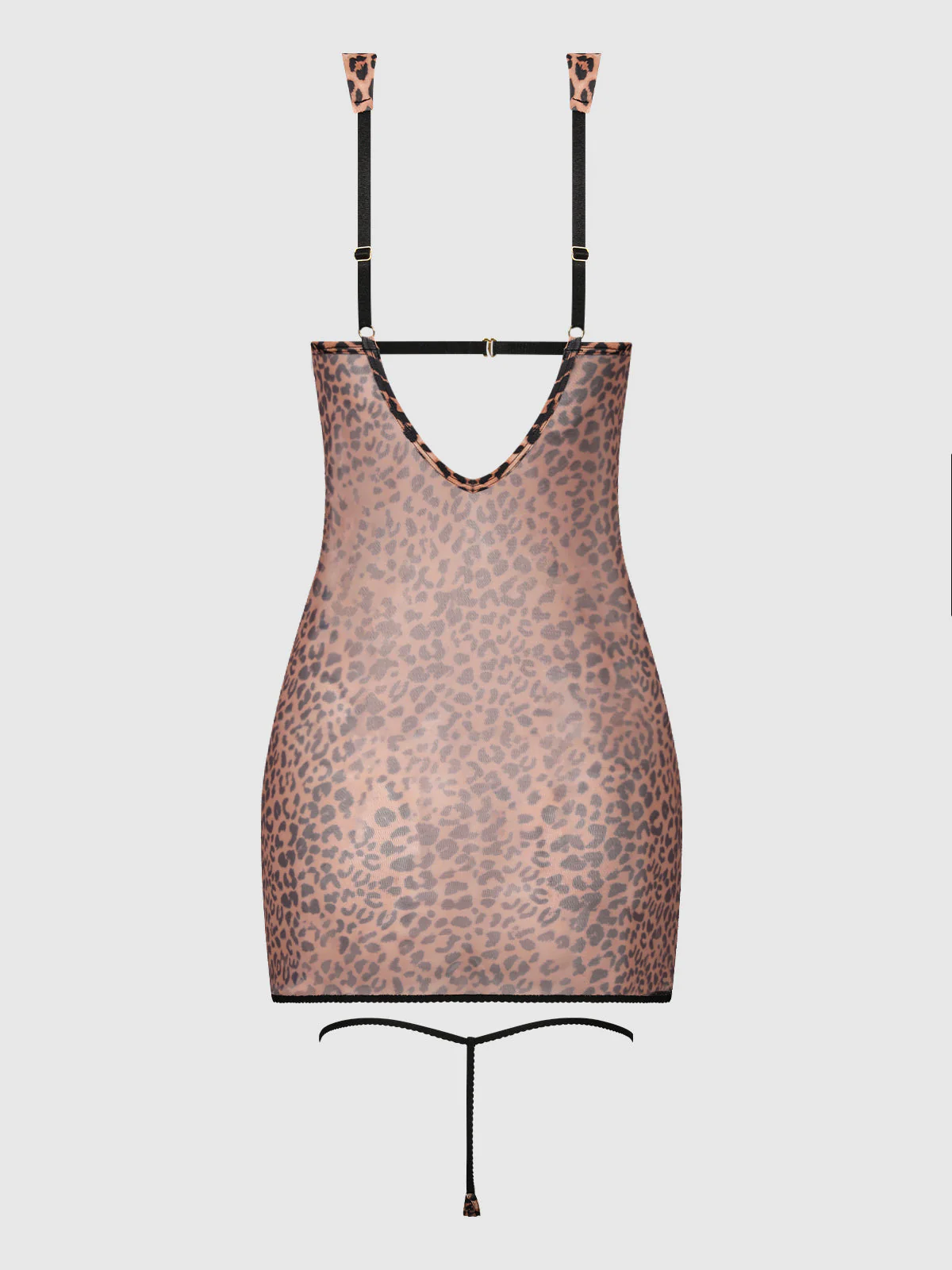 Kaia Leopard Mesh Underwire Chemise & G-String Set - Image 7