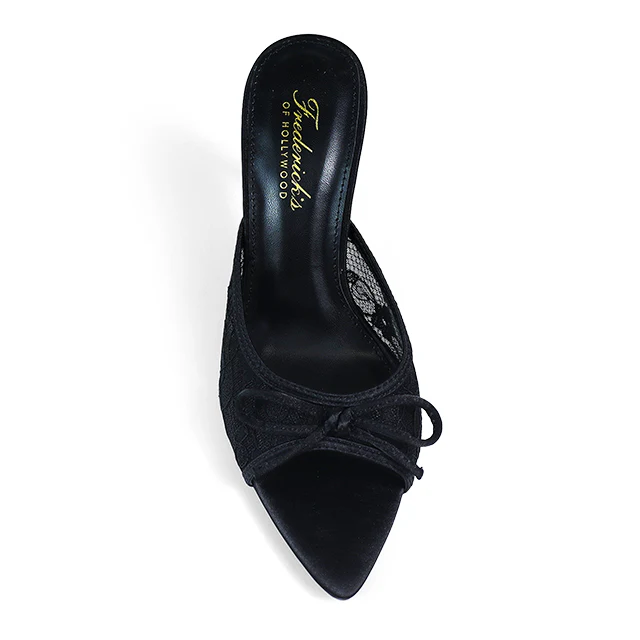Lacey Pointed Toe Lace Bow Heels - Image 6