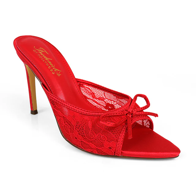 Lacey Pointed Toe Lace Bow Heels