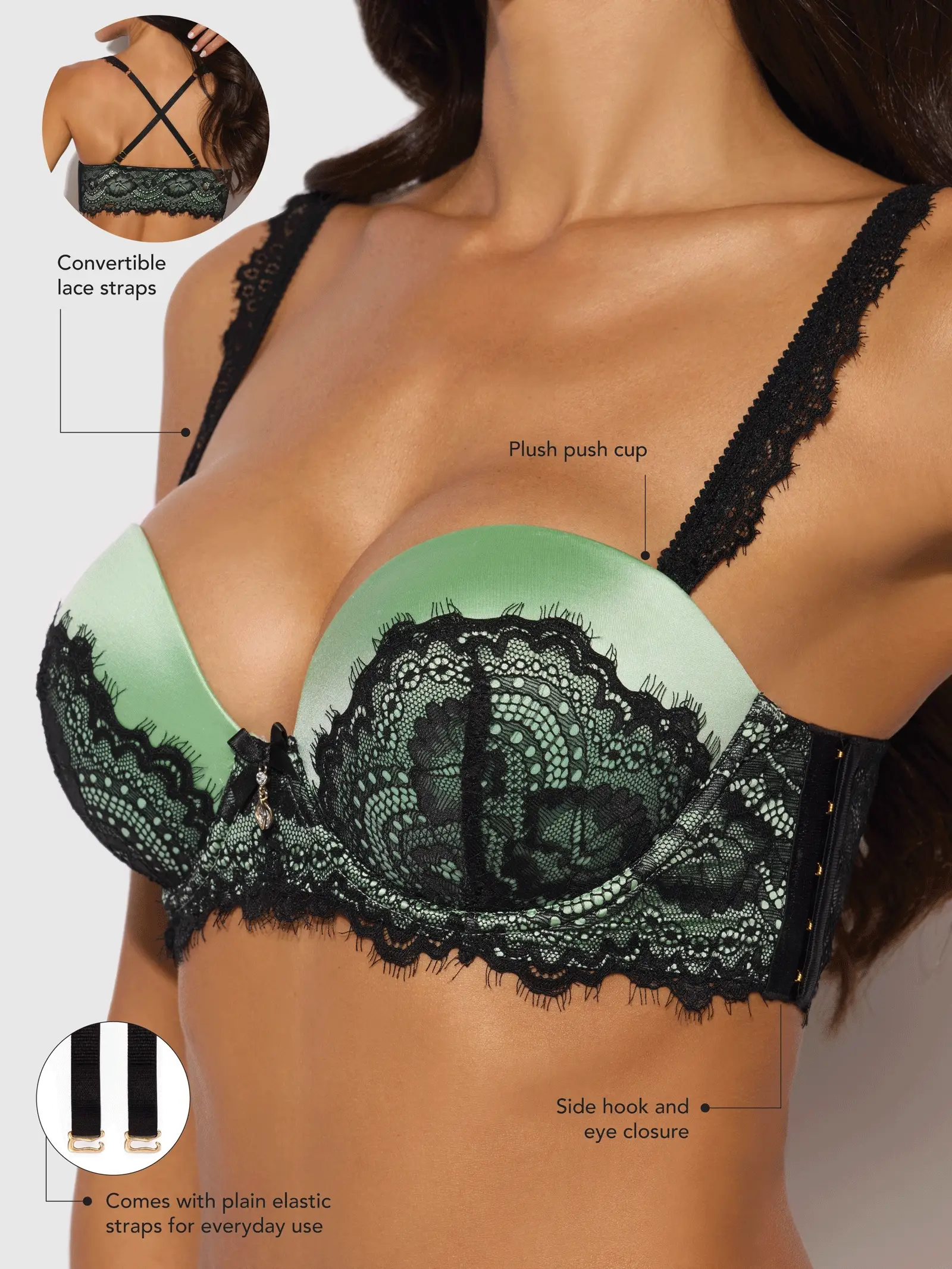 Lexi Lace Strapless Push Up Bra - Image 8