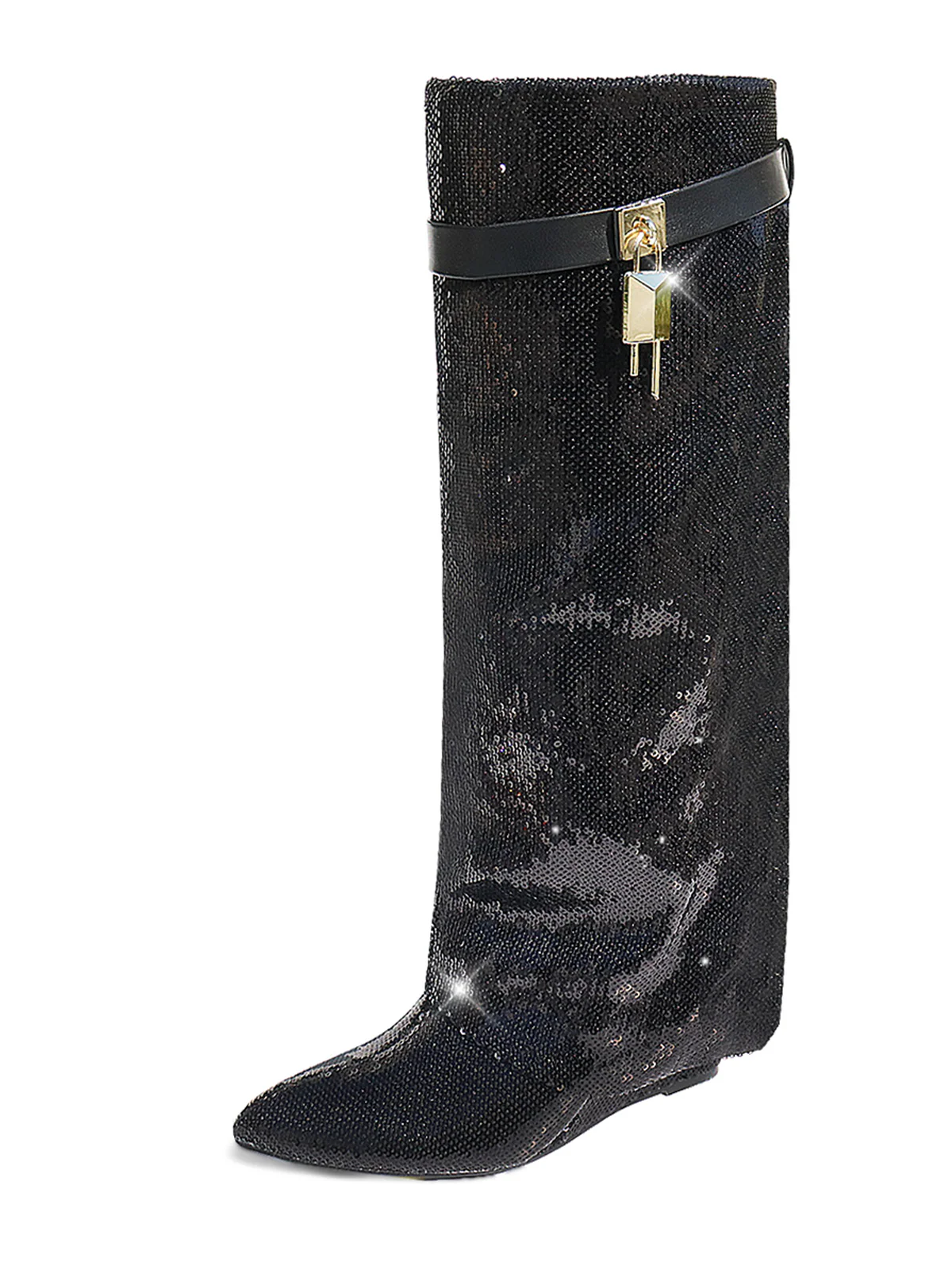 Maria Drape Over Knee Wedge Boots - Image 2