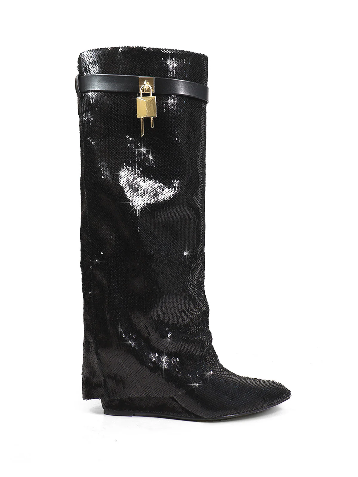 Maria Drape Over Knee Wedge Boots - Image 6