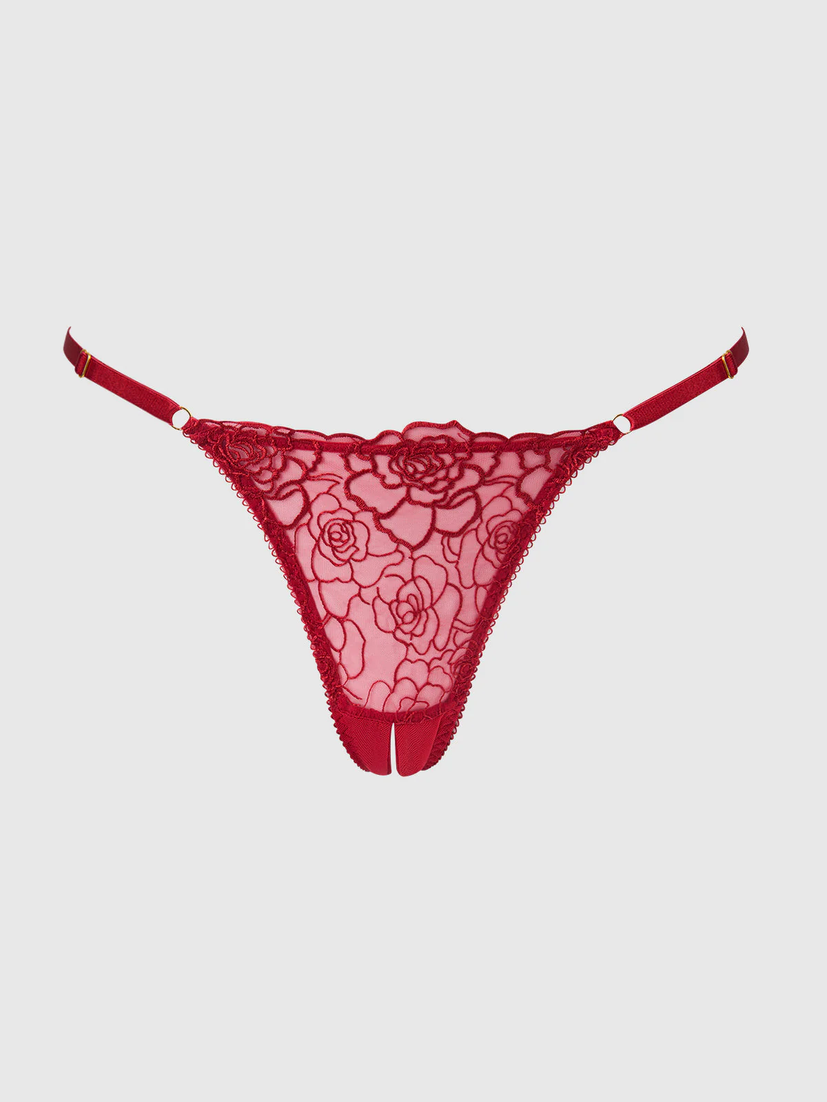 Melrose Embroidered Crotchless Thong - Image 4