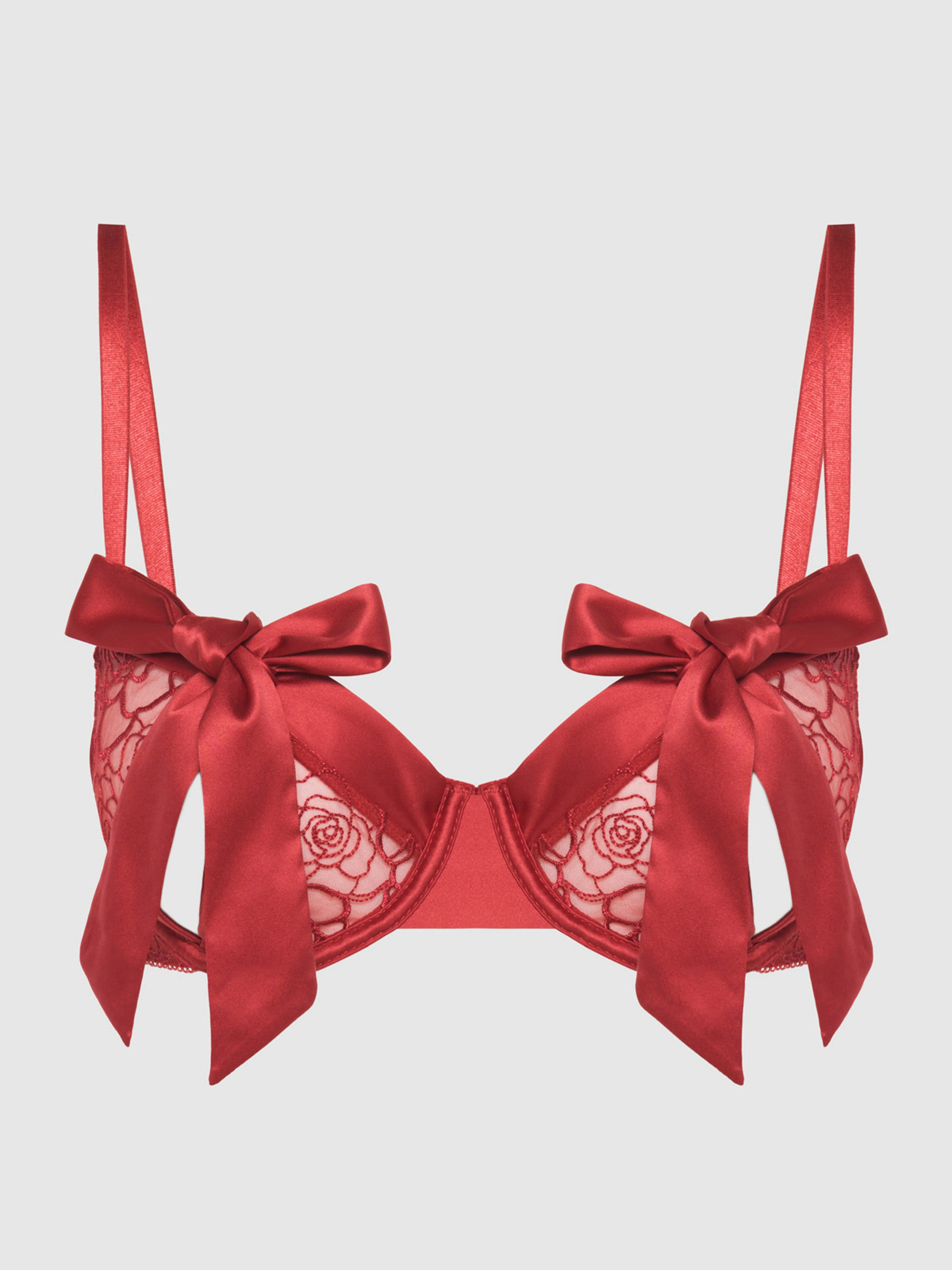 Melrose Satin Bow Tie Up Open Cup Bra - Image 8