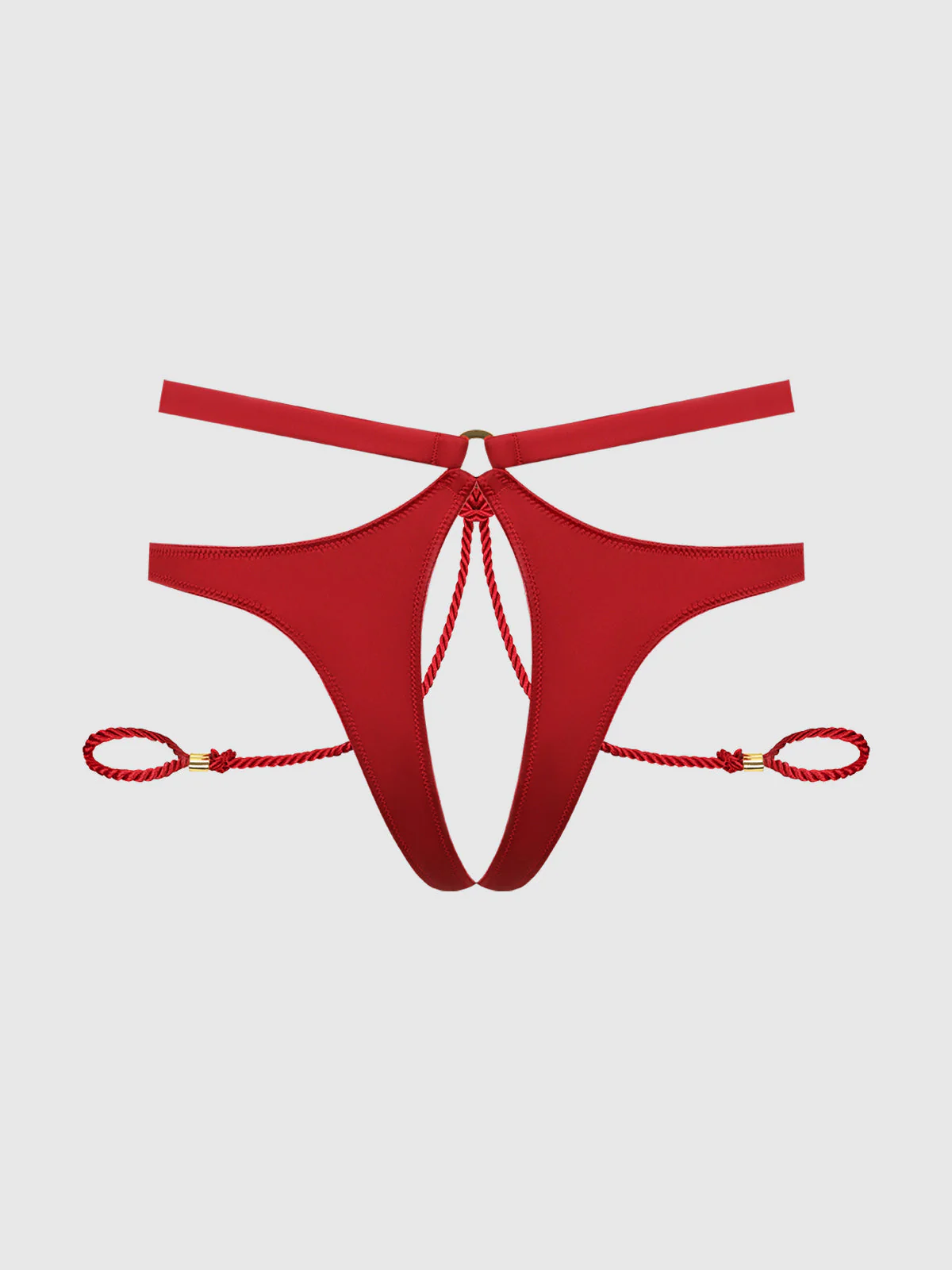 Nadya Liquid Satin & Rope Crotchless & Hand Cuff Hipster - Image 6