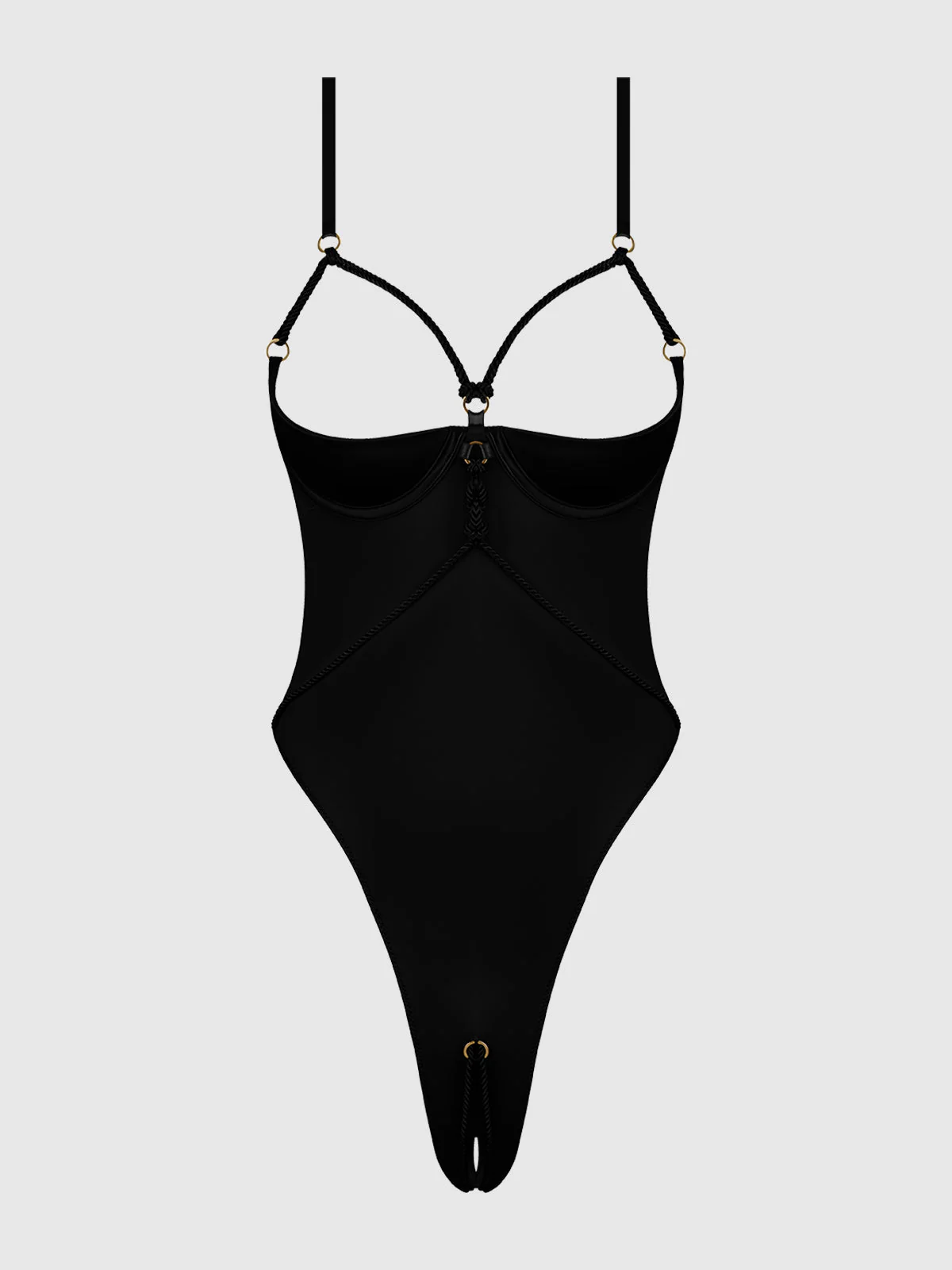 Nadya Liquid Satin & Rope Crotchless Teddy - Image 5