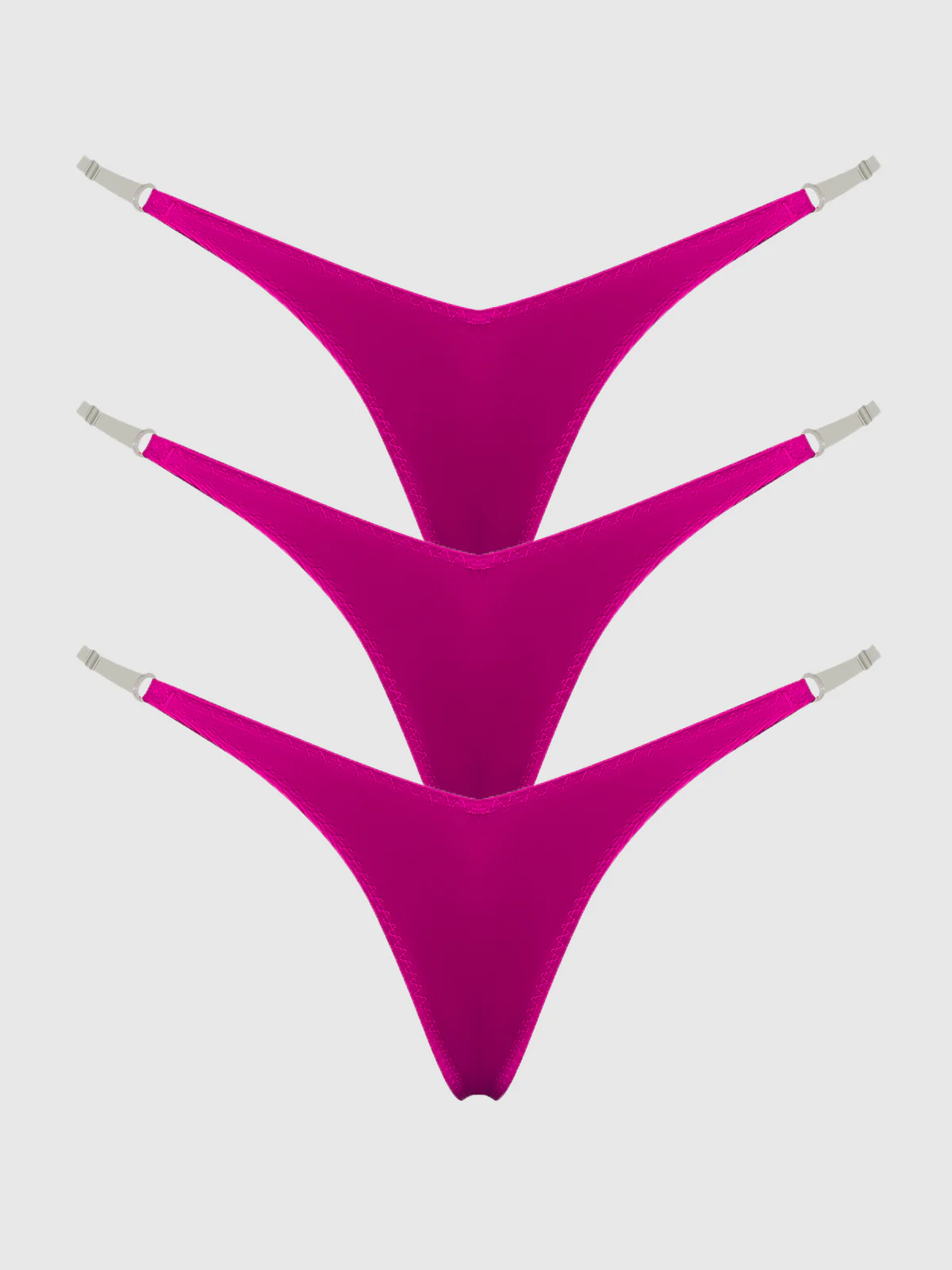Petra Clear Side Slider Satin Thong 3 Pack
