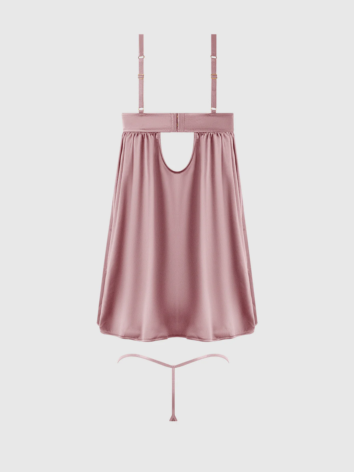 Petra Satin & Mesh Unlined Corset Cup Babydoll Set - Image 11