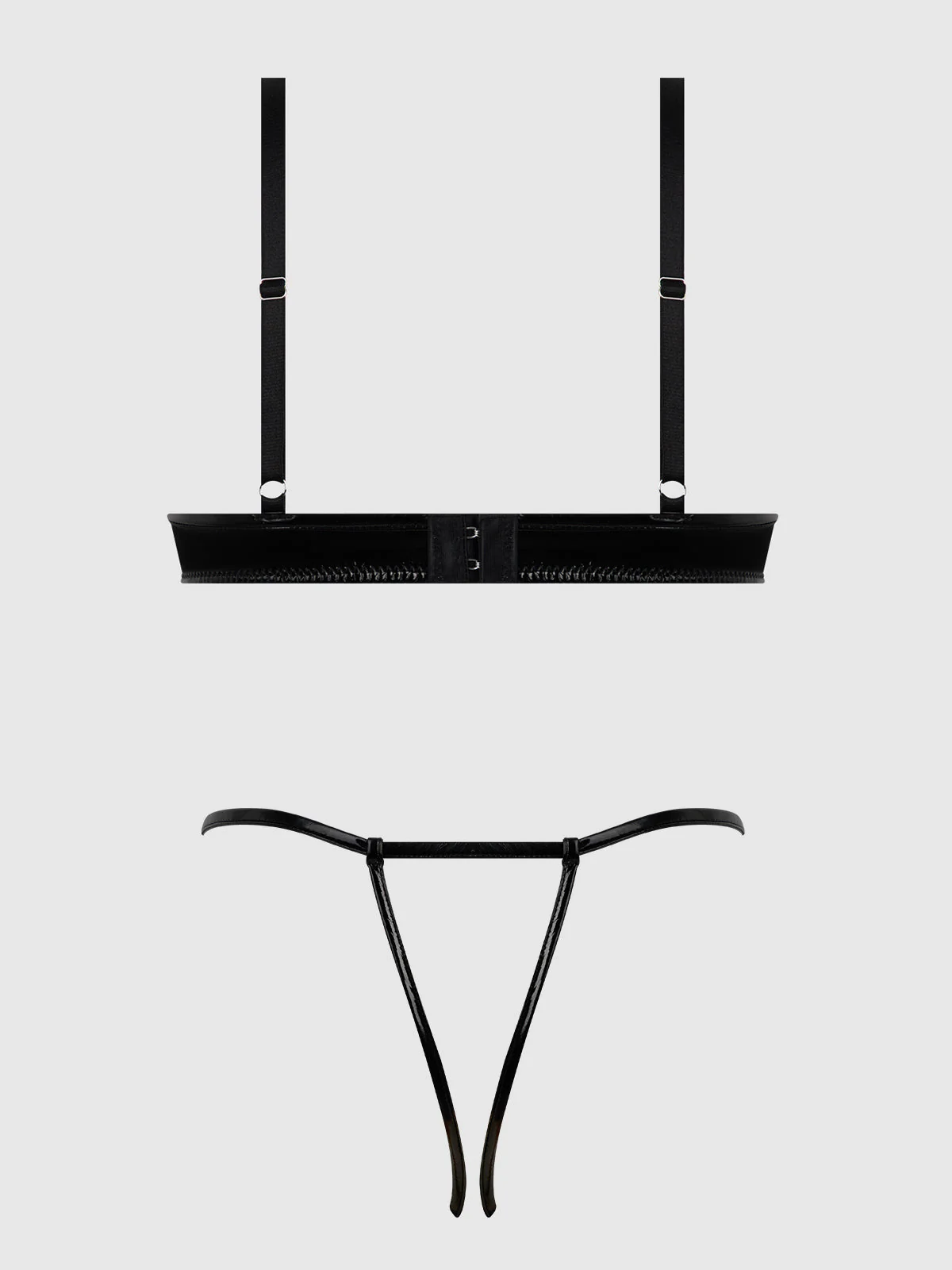 Phoenix Patent Underwire Unlined Grommet Bra & Crotchless Panty Set - Image 16