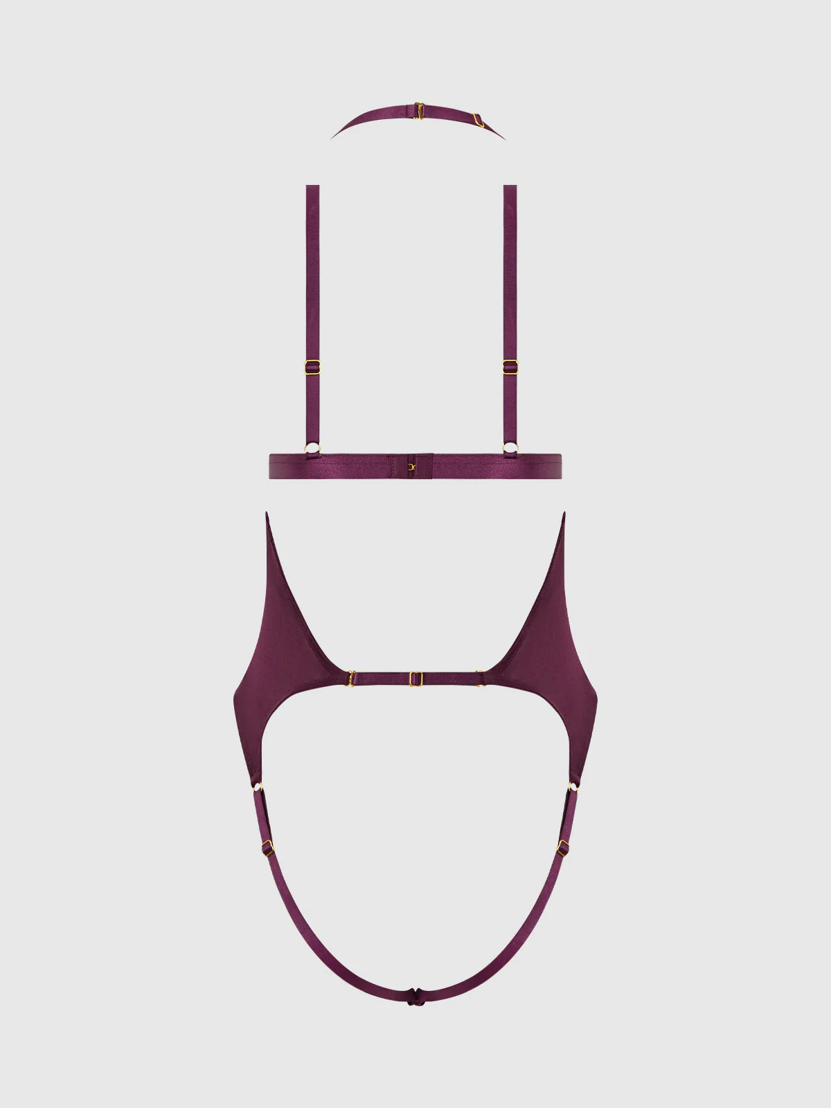 Pia Shine Mesh Open Cup, Backless Teddy & Bralette Set - Image 7