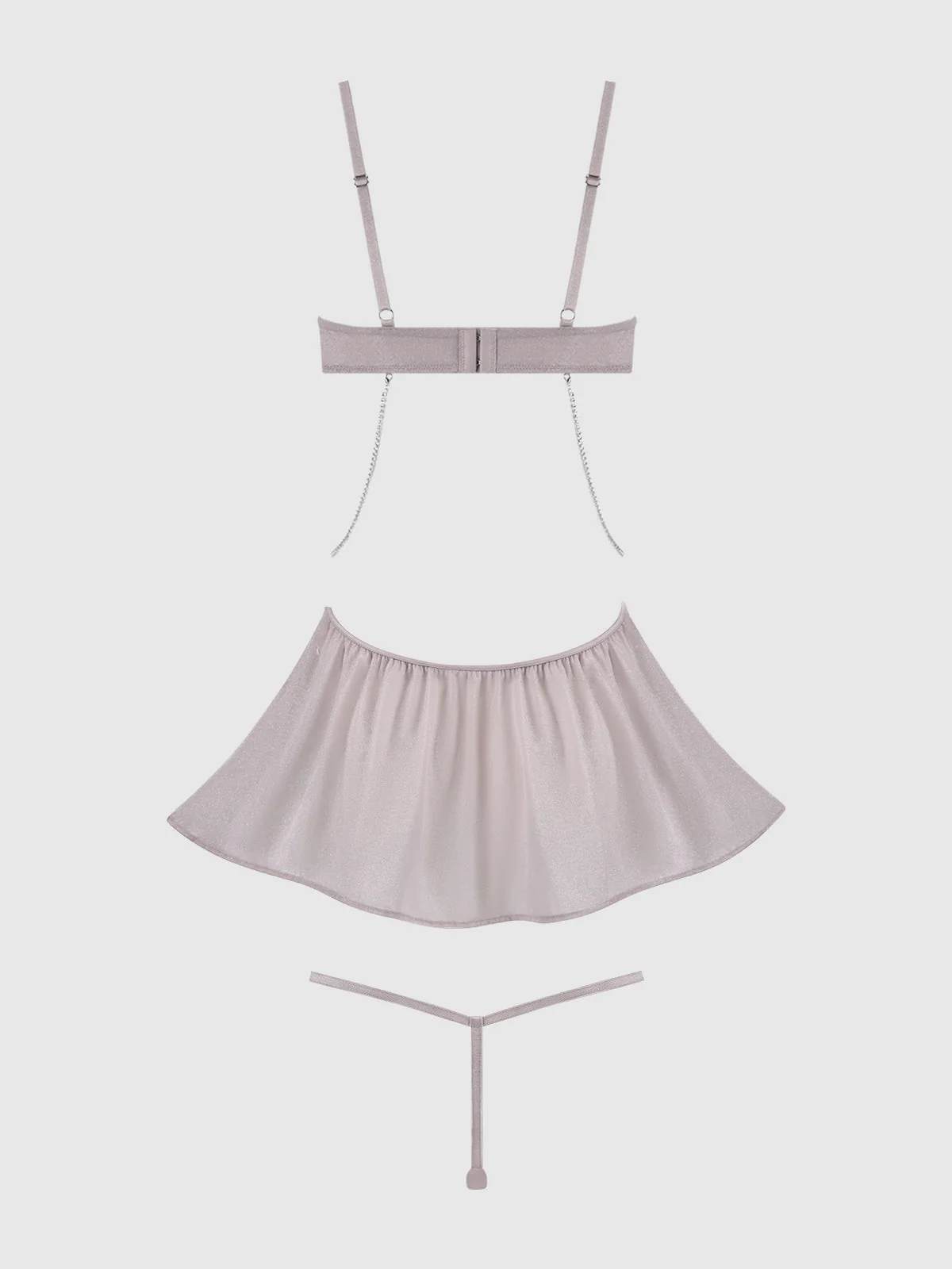 Pia Shine Mesh & Rhinestone Side Cutout Babydoll Set - Image 9