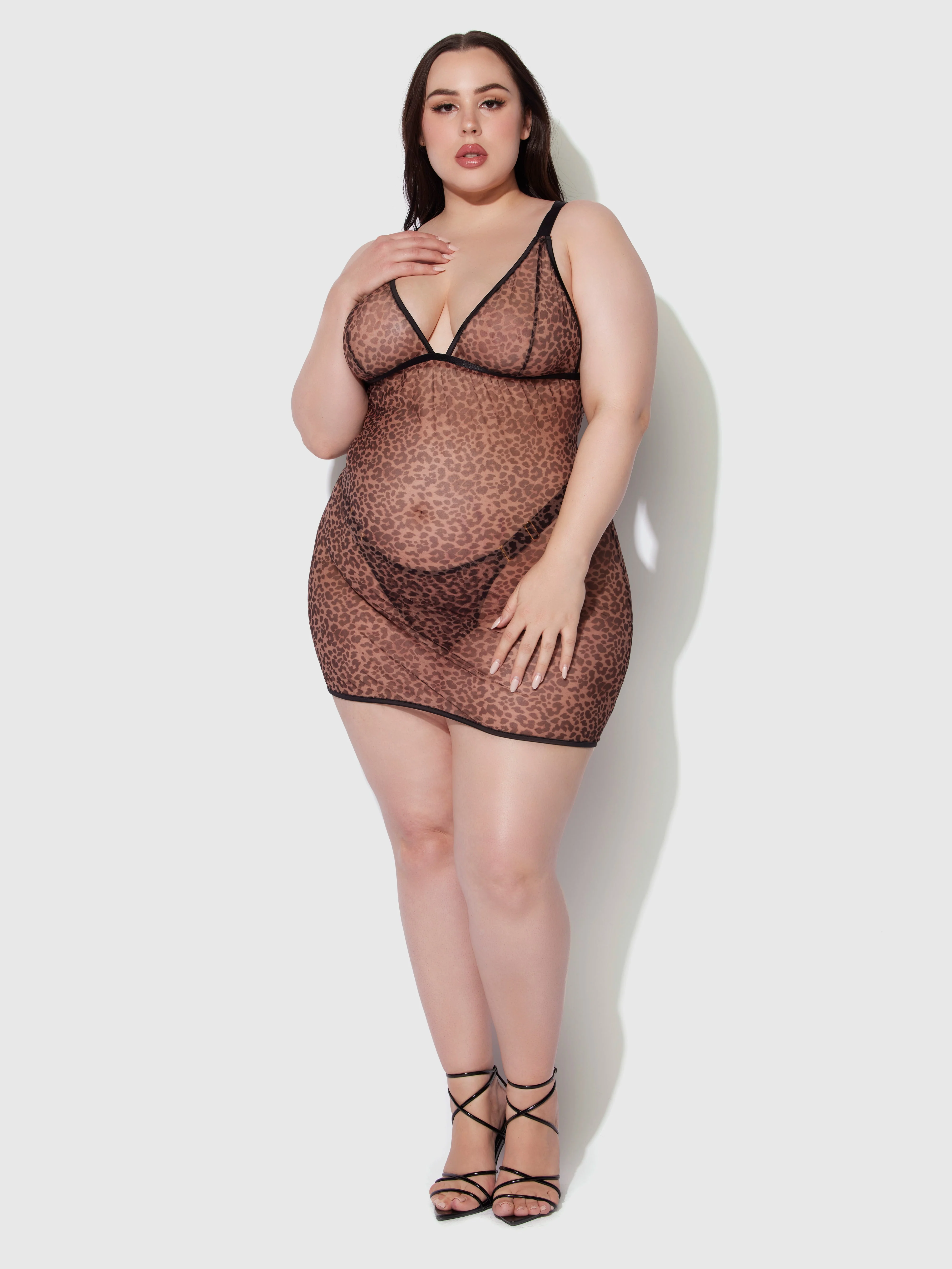 Pia Shine Mesh Strappy Back Chemise - Image 11