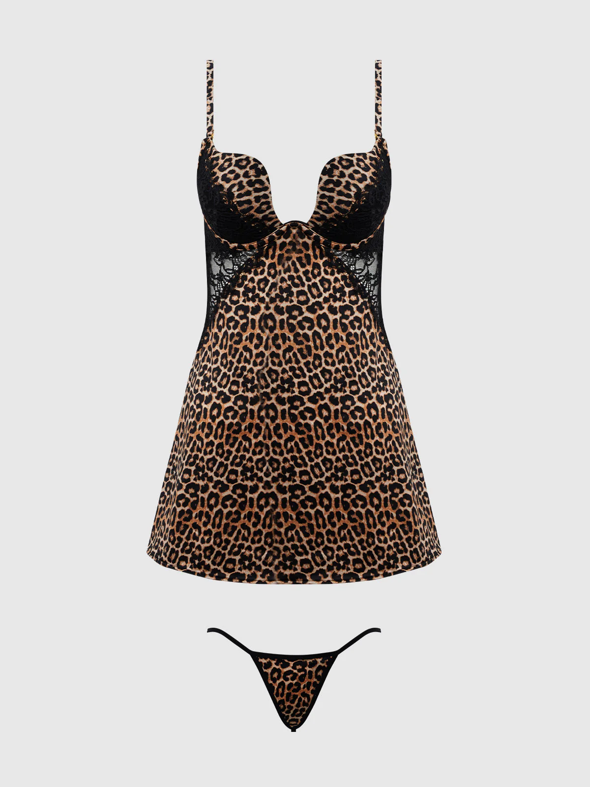 Rising Star Plunge Push Up Babydoll in Liquid Satin & Lace - Image 7