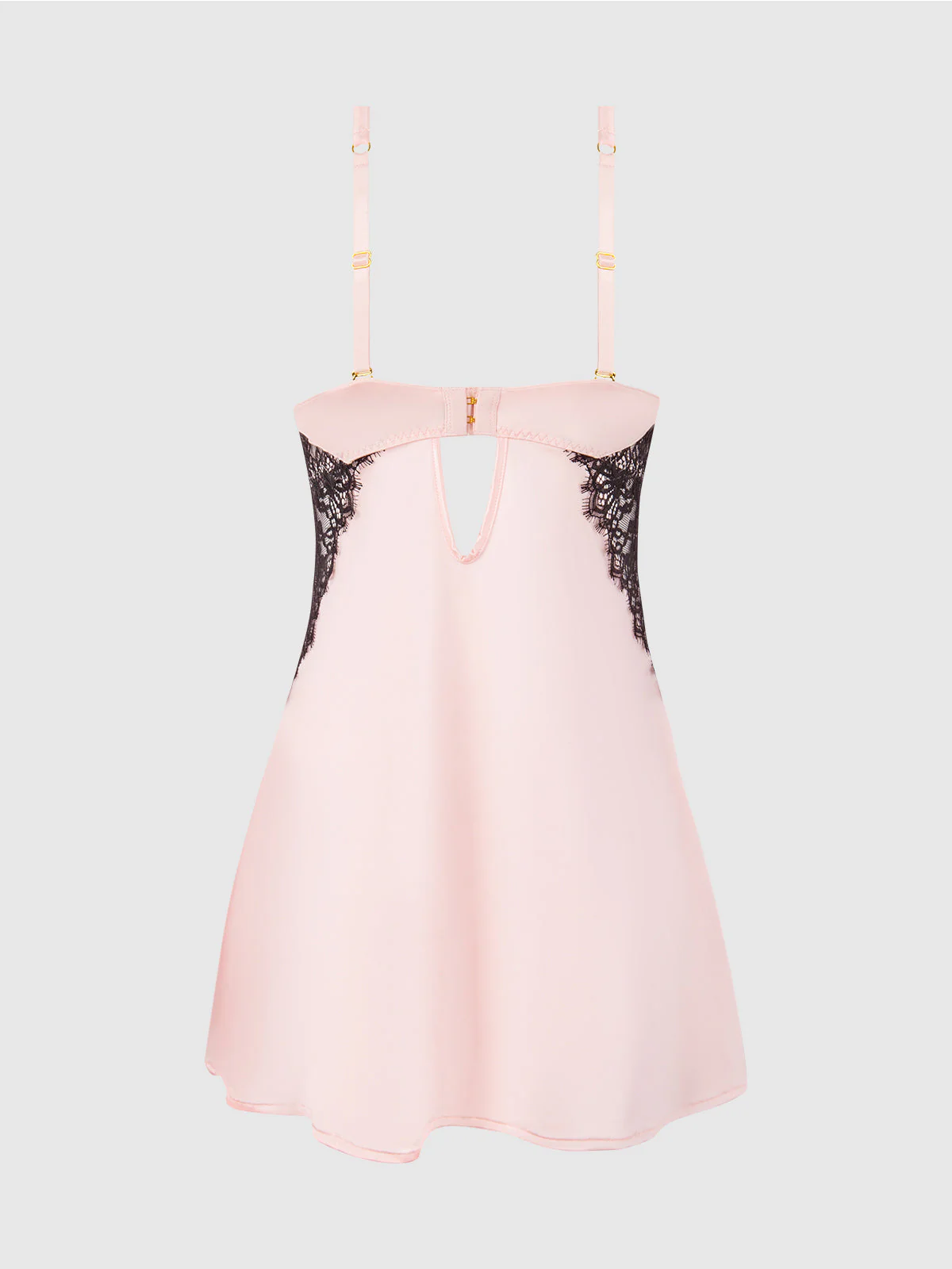 Rising Star Plunge Push Up Babydoll in Liquid Satin & Lace - Image 10