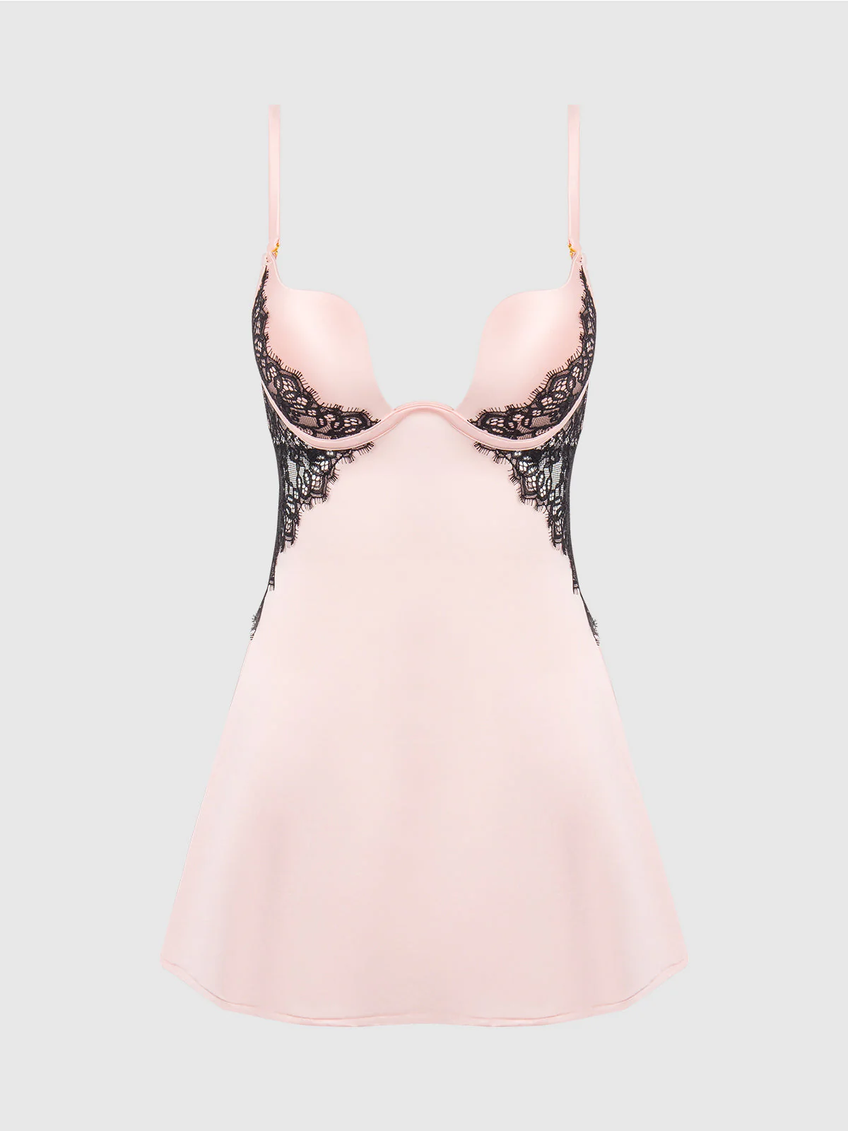 Rising Star Plunge Push Up Babydoll in Liquid Satin & Lace - Image 9