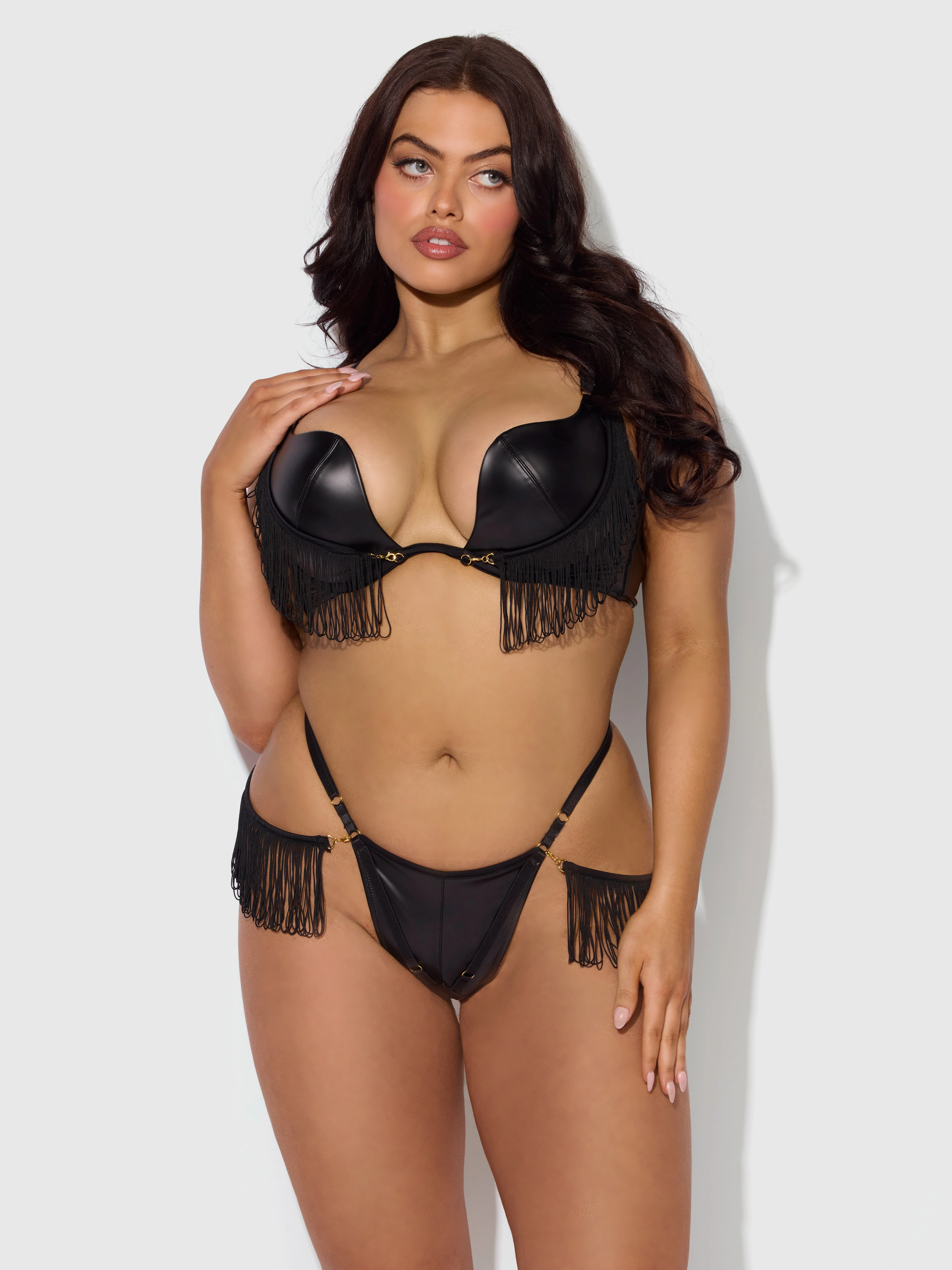 Rising Star Plunge Push Up Bra in Hendrix Faux Leather - Image 10