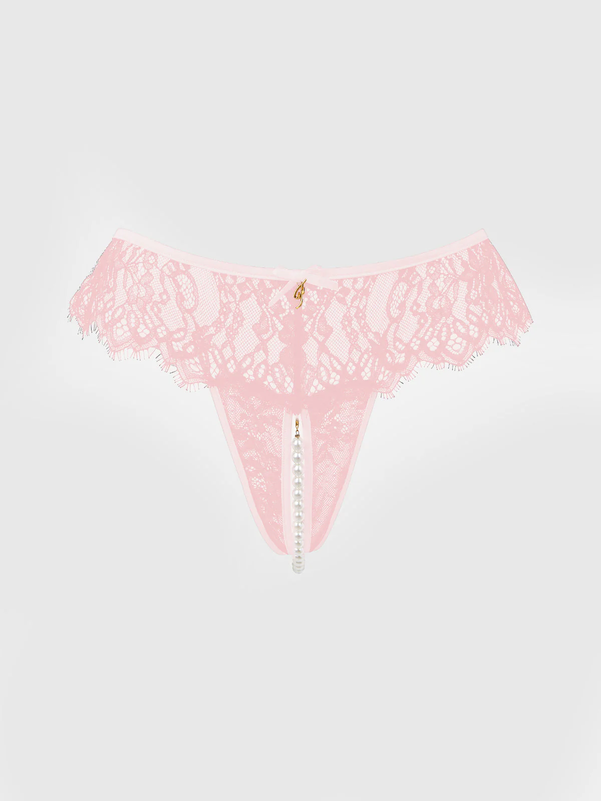 Rosalind Lace & Pearl Crotchless Thong - Image 4