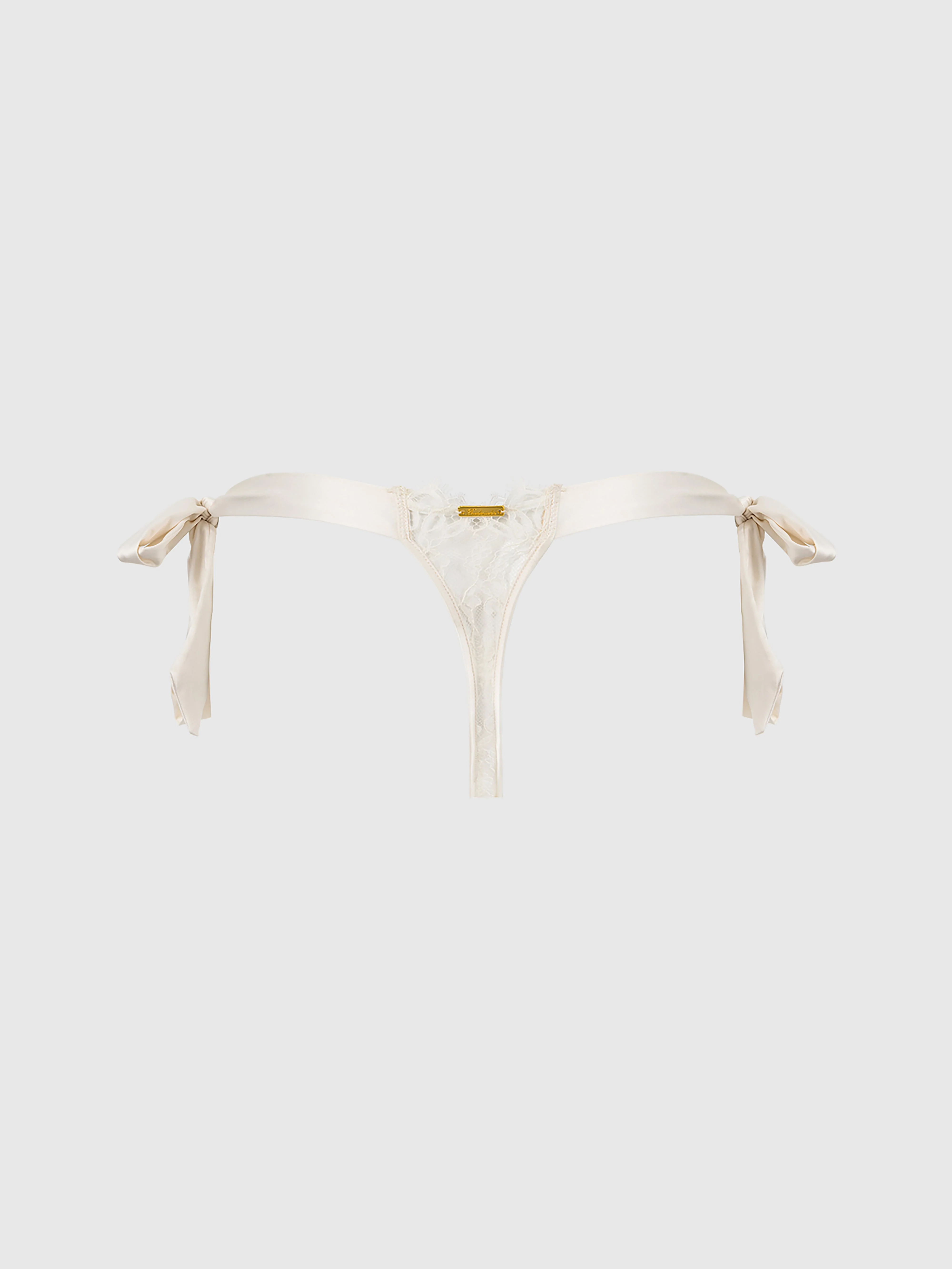 Rosalind Lace & Satin Crotchless Tie Side Thong - Image 8
