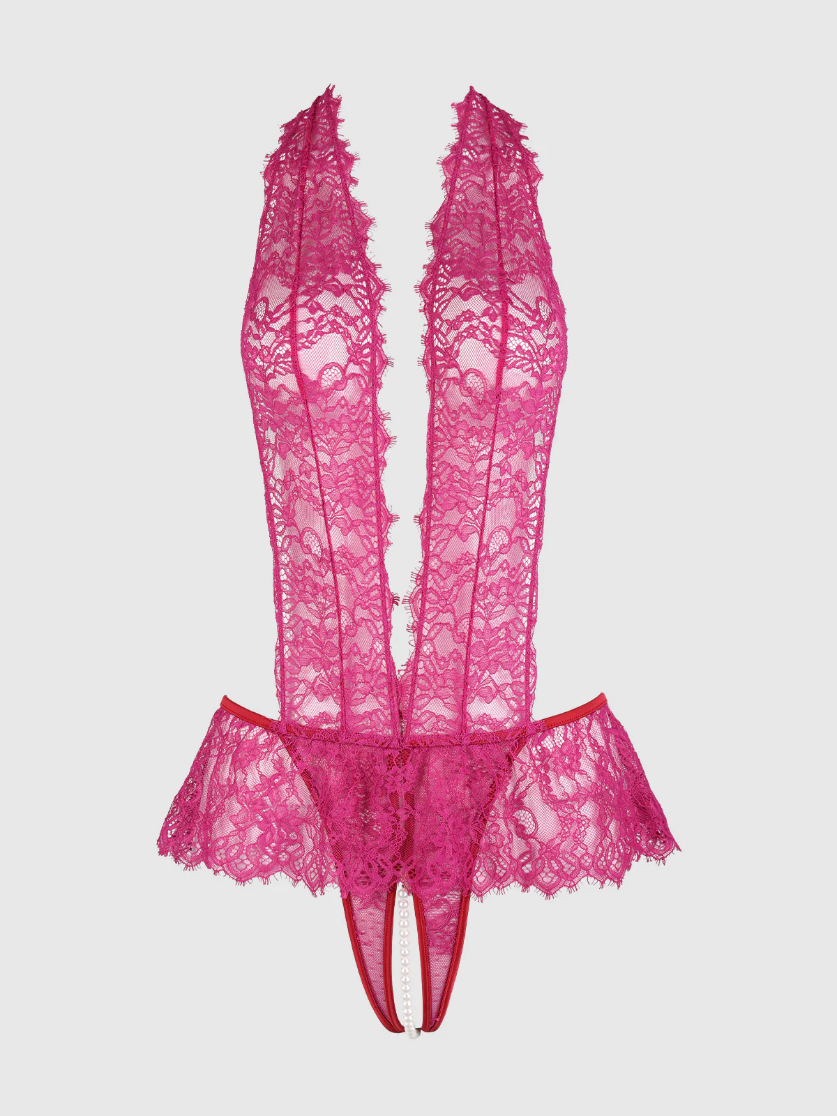 Rosalind Lace Crotchless & Pearl Teddy - Image 5