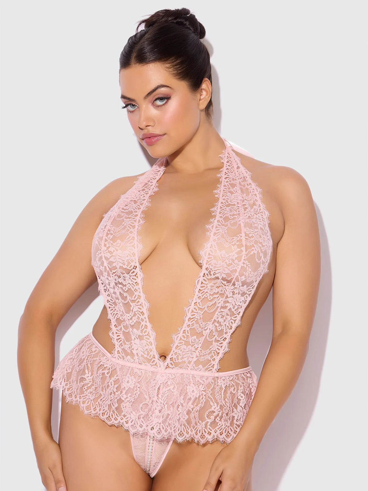 Rosalind Lace Crotchless & Pearl Teddy - Image 7