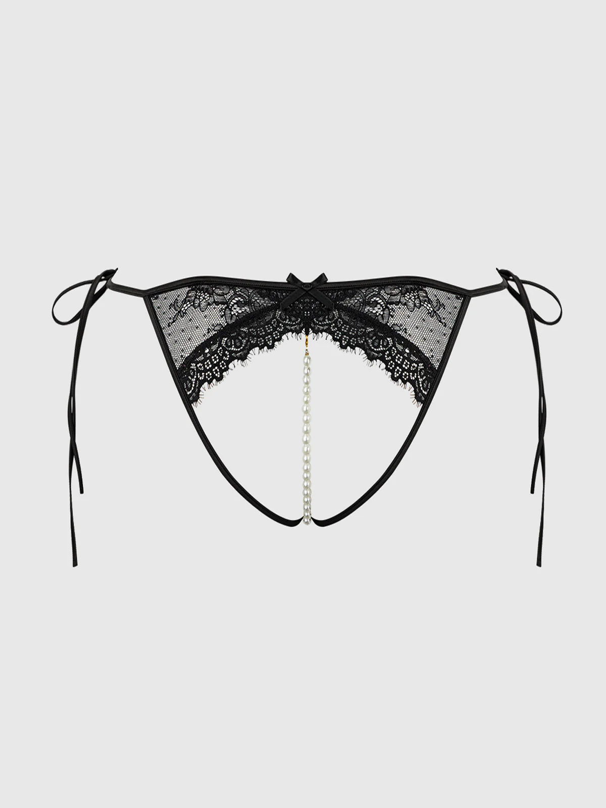 Rosalind Lace Crotchless & Pearl Tie Side Bikini - Image 8
